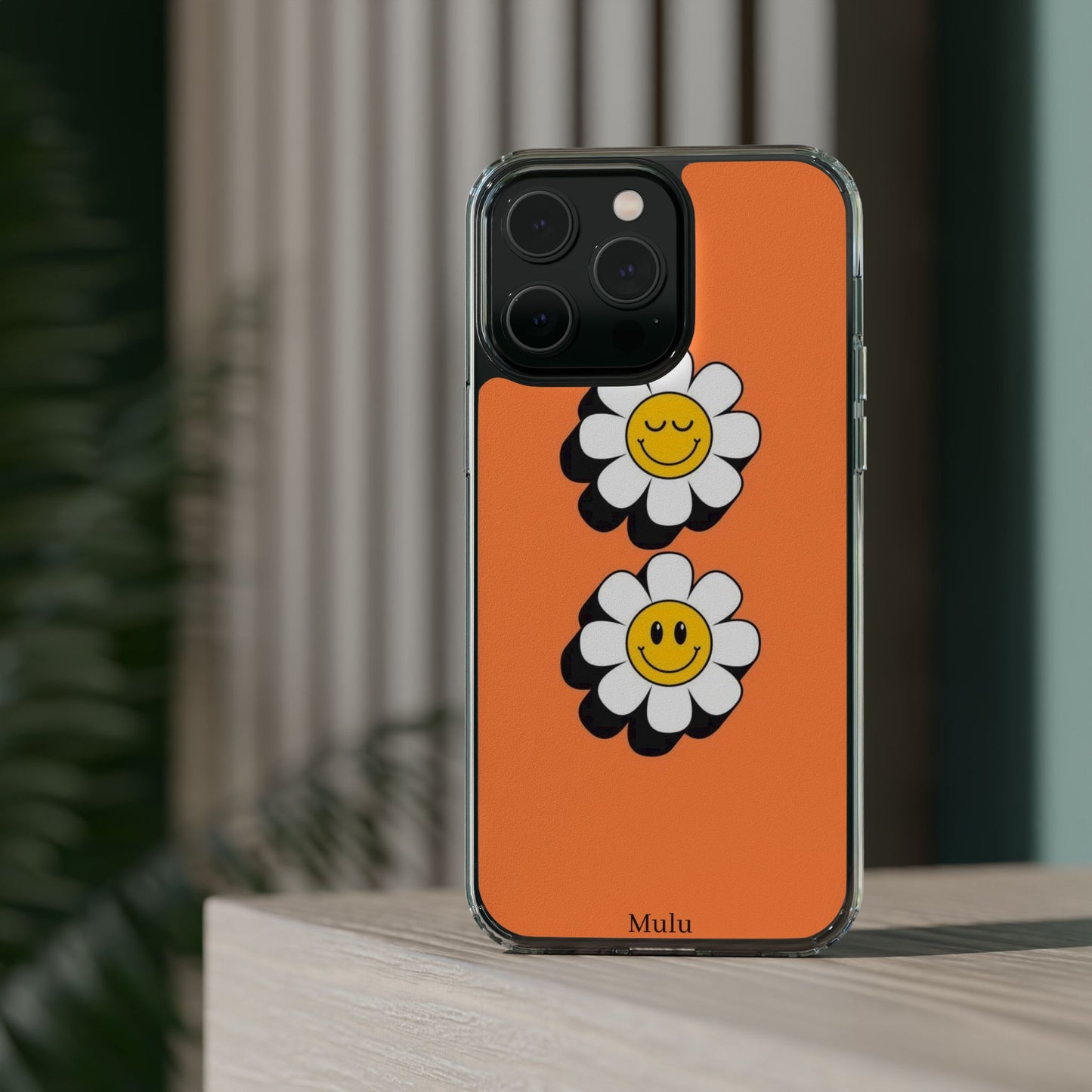 Phone Case — Orange Smiley Daisy Clear Impact‑Resistant Case