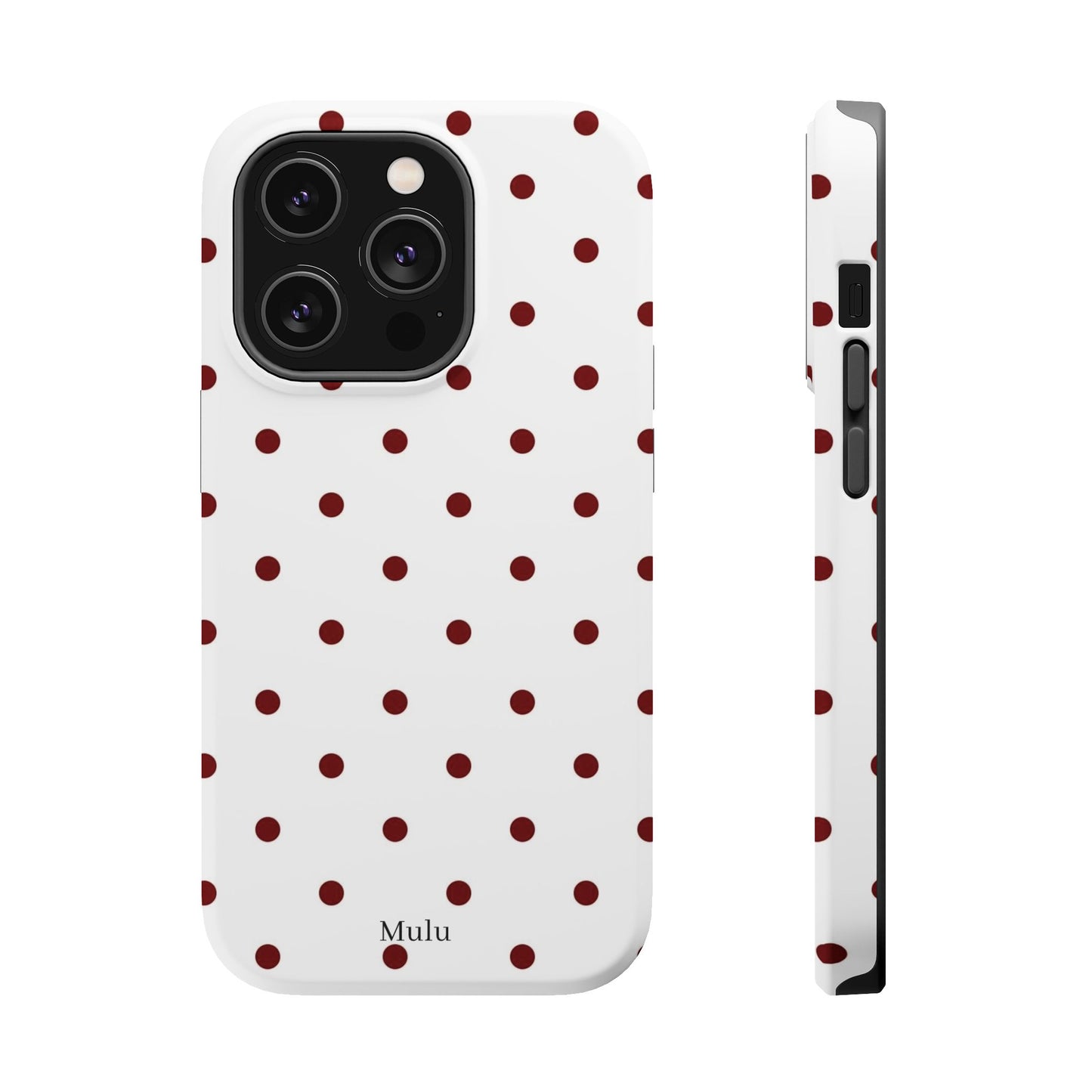 Polka Dot Magnetic Impact-Resistant Phone Case — Red Dots on White