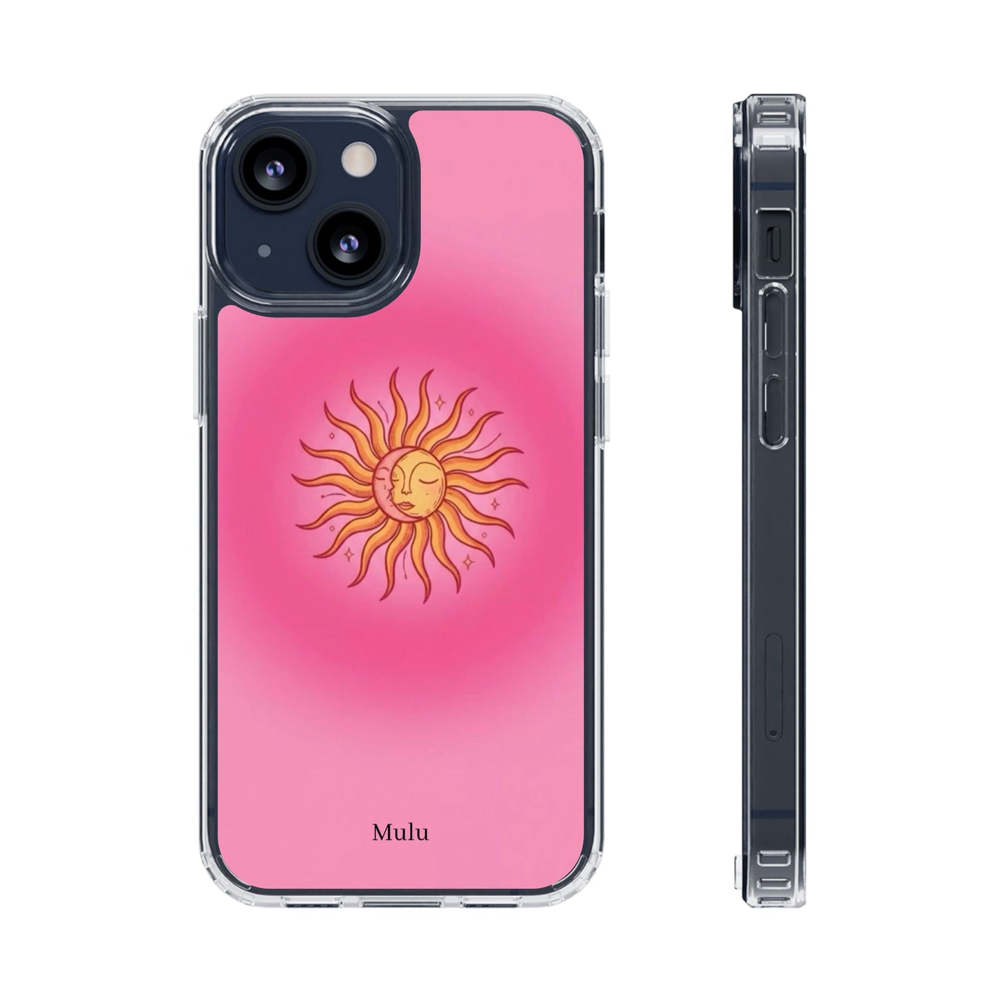 Pink Sun Phone Case — Radiant Sunburst Impact-Resistant Clear Case