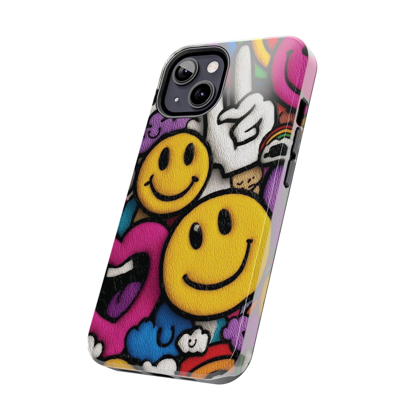 Smiley Graffiti Tough Phone Case – Colorful Urban Art Protection