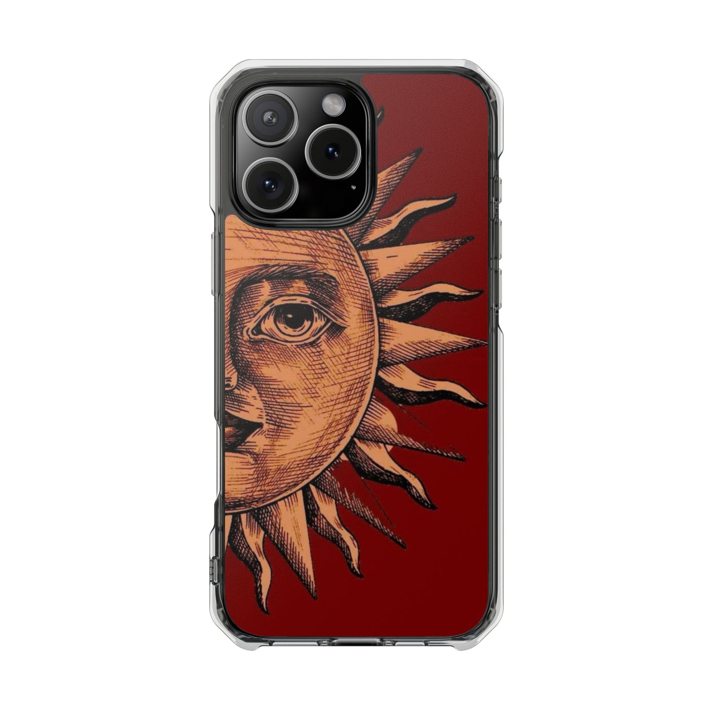 Vintage Sun Illustration Magnetic Clear Impact Phone Case