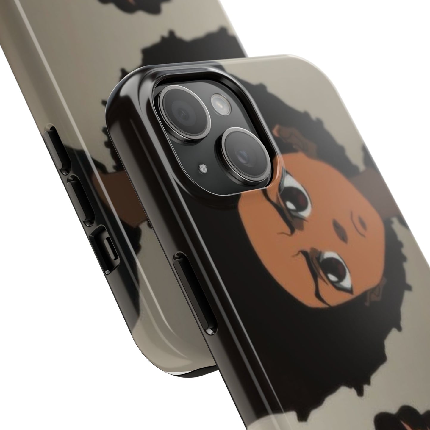 Tough Phone Case — Afro Anime Duo Face Design, Protective Shockproof Cover