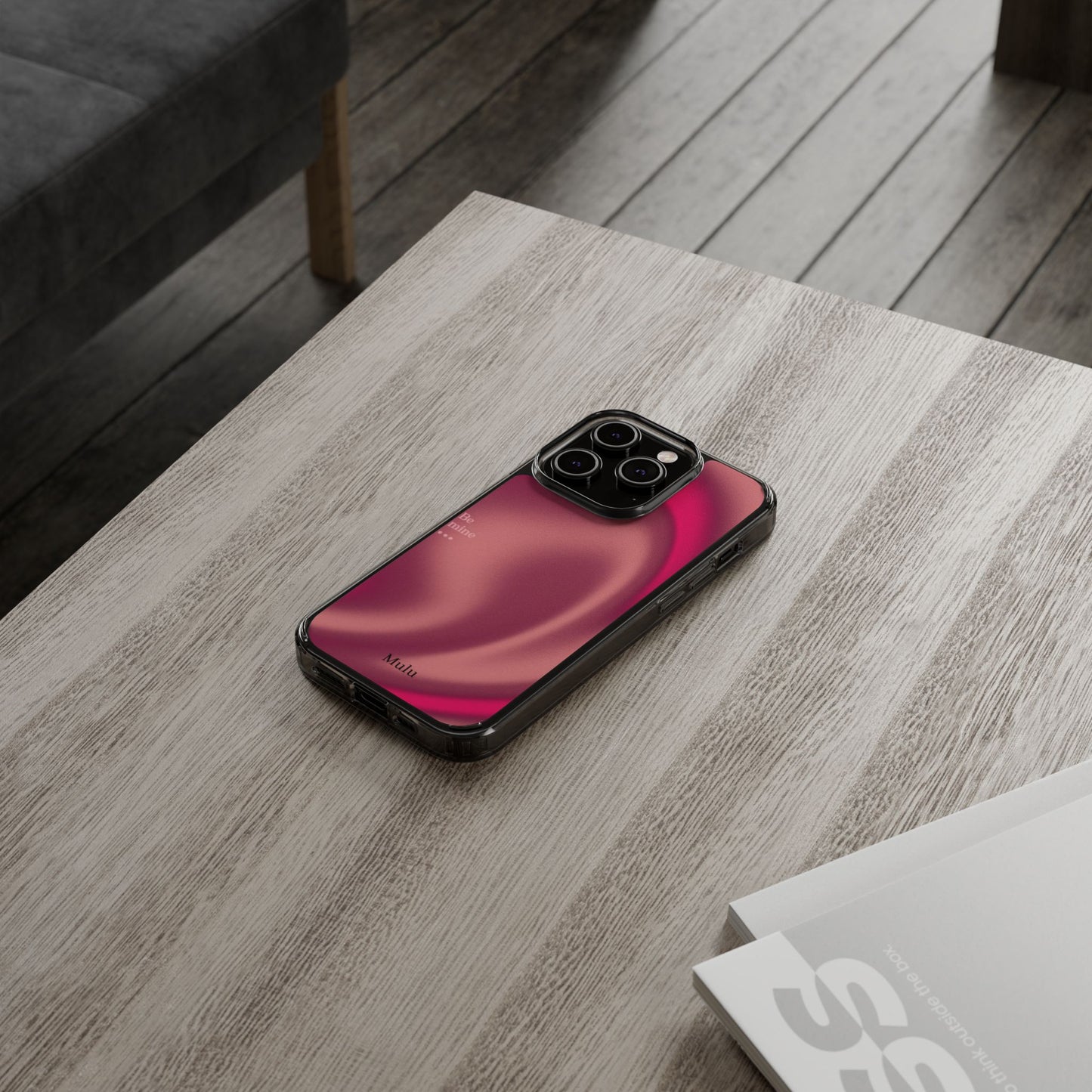 Clear Impact Phone Case — Pink Satin Swirl "Be mine" Design