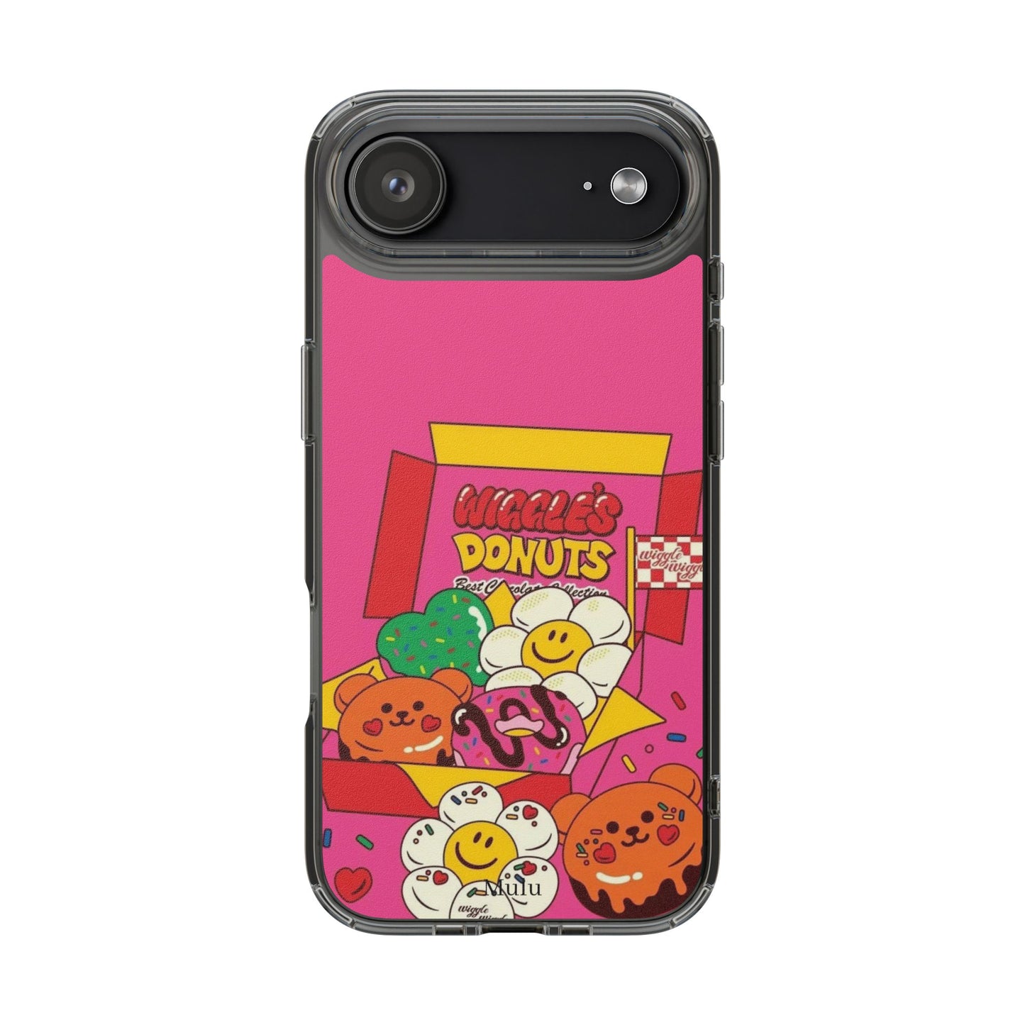 Donut Box Cute Phone Case — Clear Impact‑Resistant iPhone Cover with Smiling Donuts