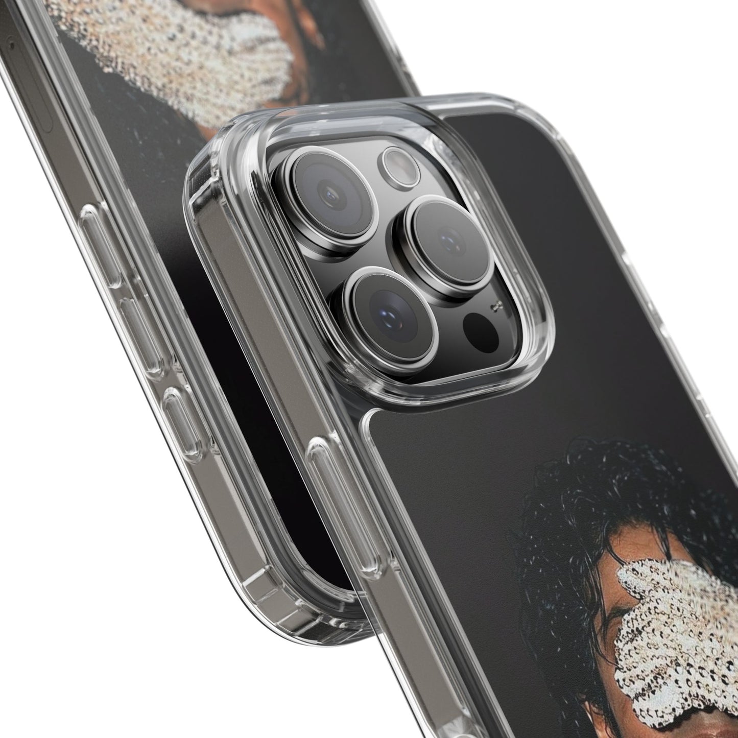 Michael Jackson Smiling Portrait Clear Phone Case — Retro Pop Icon Design