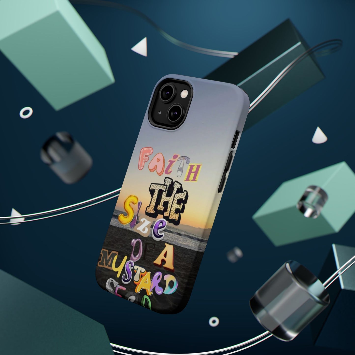 Magnetic Impact-Resistant Phone Case — "Faith the Size of a Mustard Seed" Sunset Design