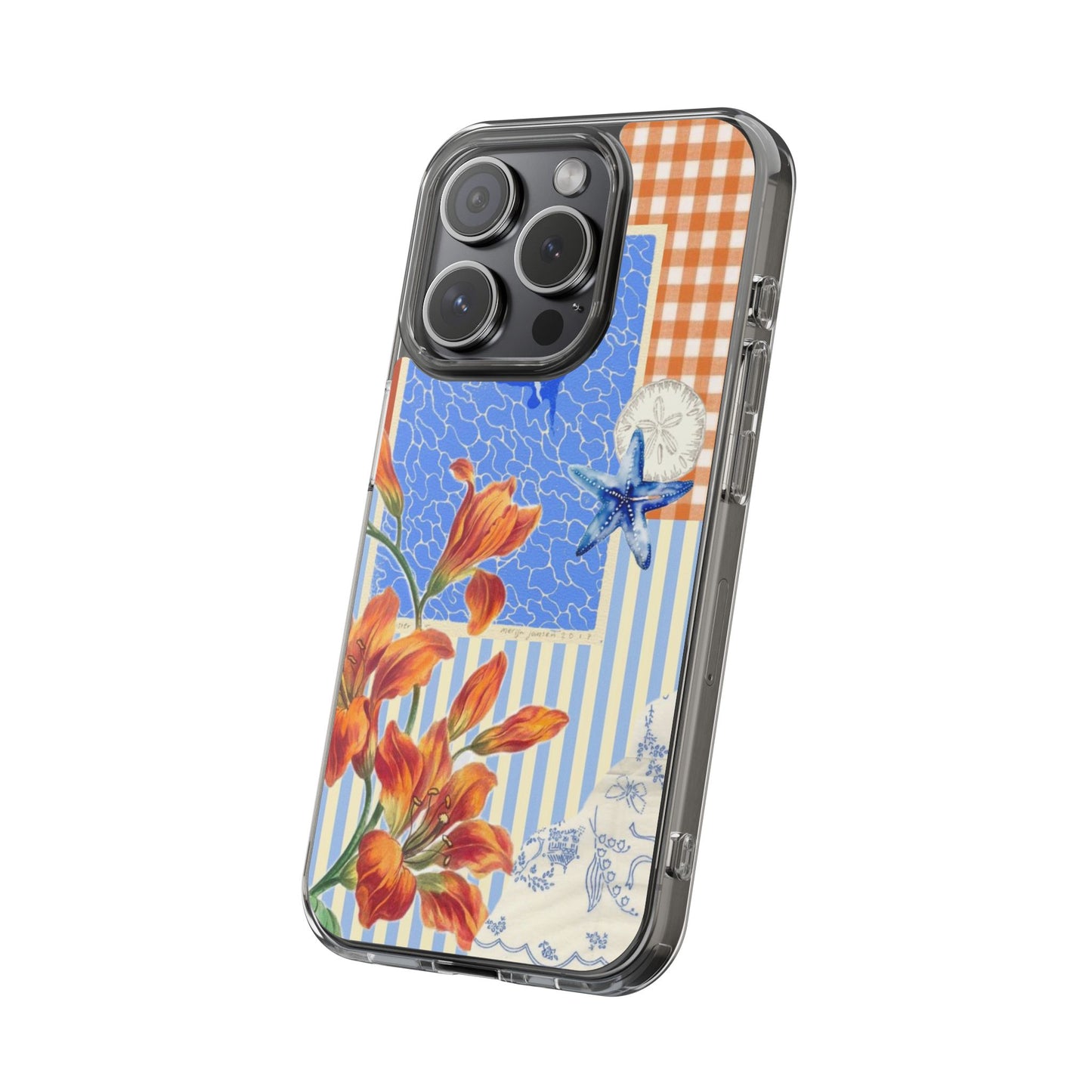 Floral Patchwork Clear Impact-Resistant Phone Case