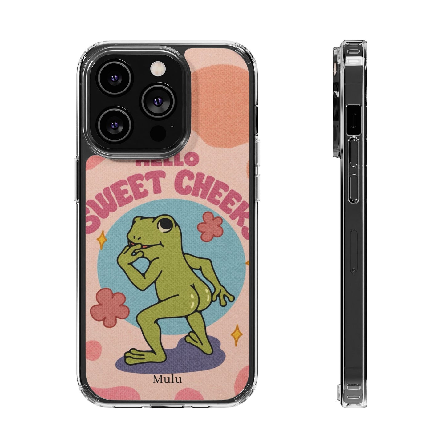 Clear Impact Phone Case — "Hello Sweet Cheeks" Retro Frog Design