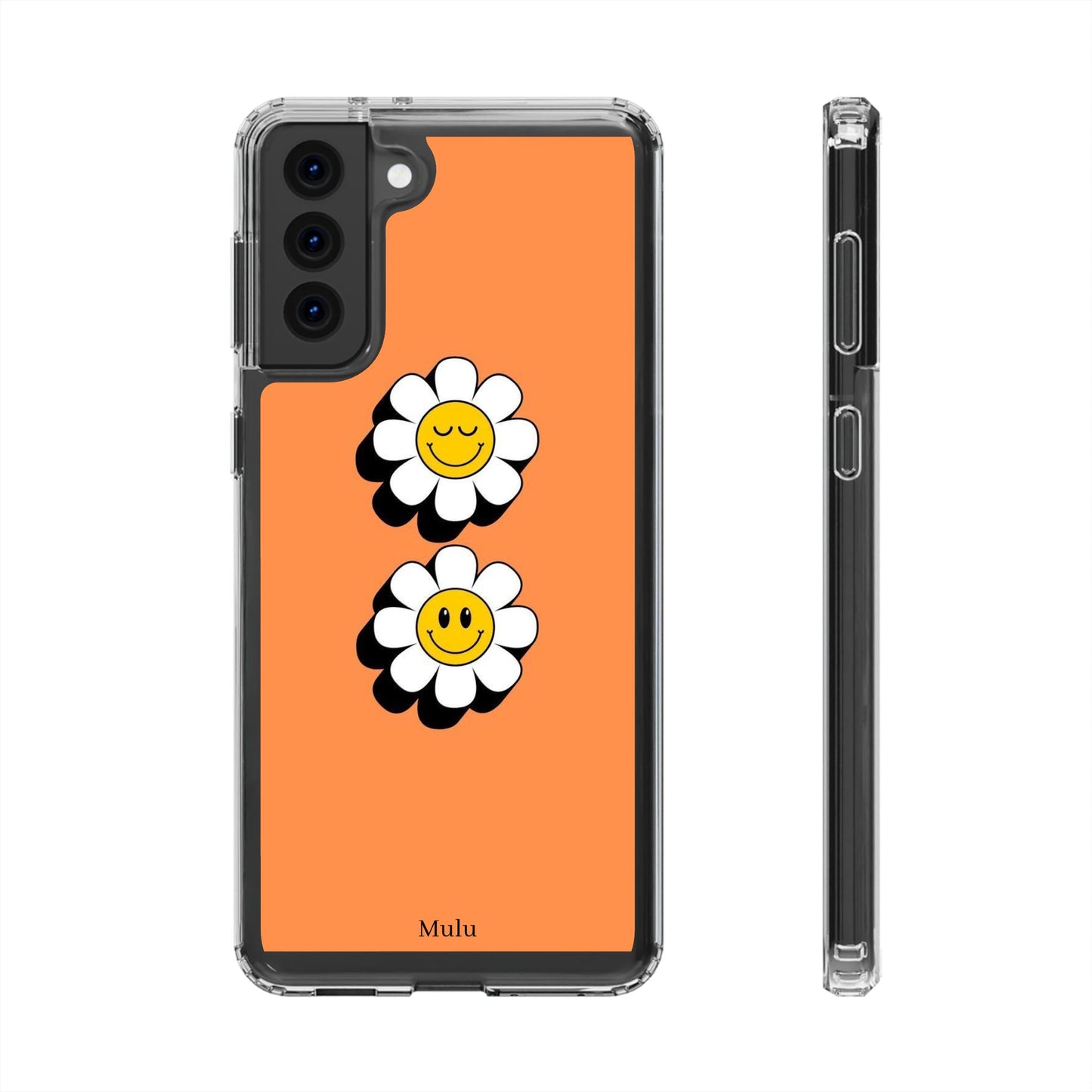 Phone Case — Orange Smiley Daisy Clear Impact‑Resistant Case