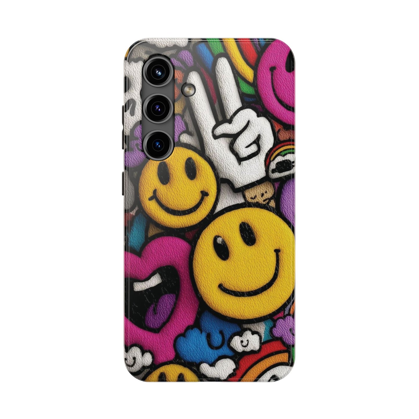 Smiley Graffiti Tough Phone Case – Colorful Urban Art Protection