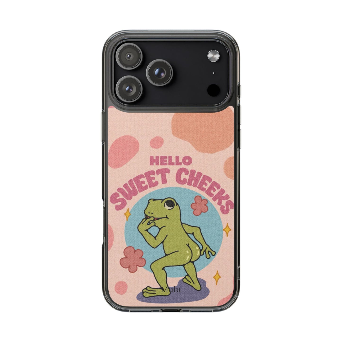 Clear Impact Phone Case — "Hello Sweet Cheeks" Retro Frog Design