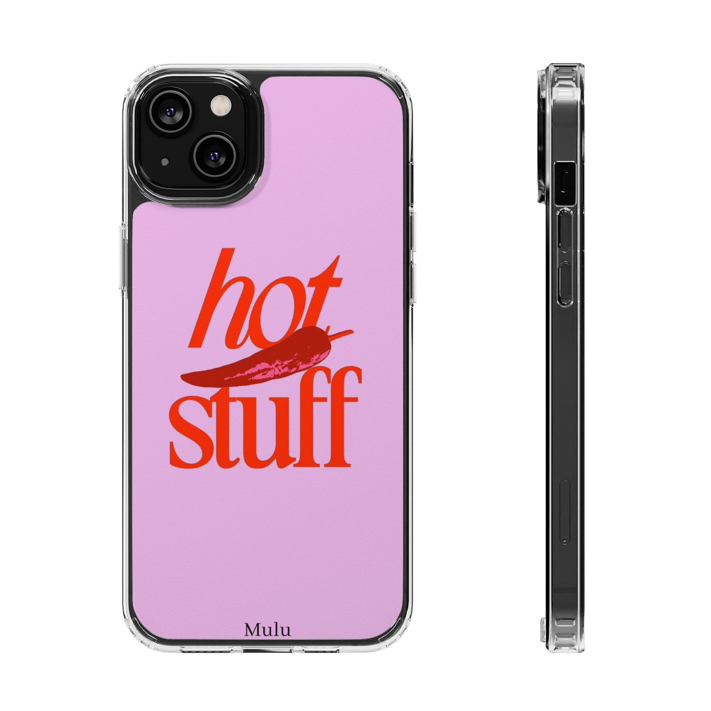 Hot Stuff Clear Impact Phone Case — Pink Retro Typography iPhone Cover