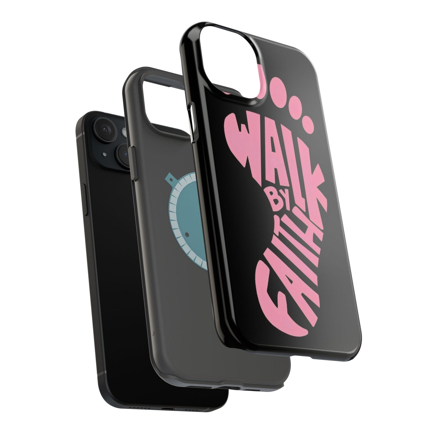 Phone Case — "Walk By Faith" Pink Footprint Magnetic Impact-Resistant Case