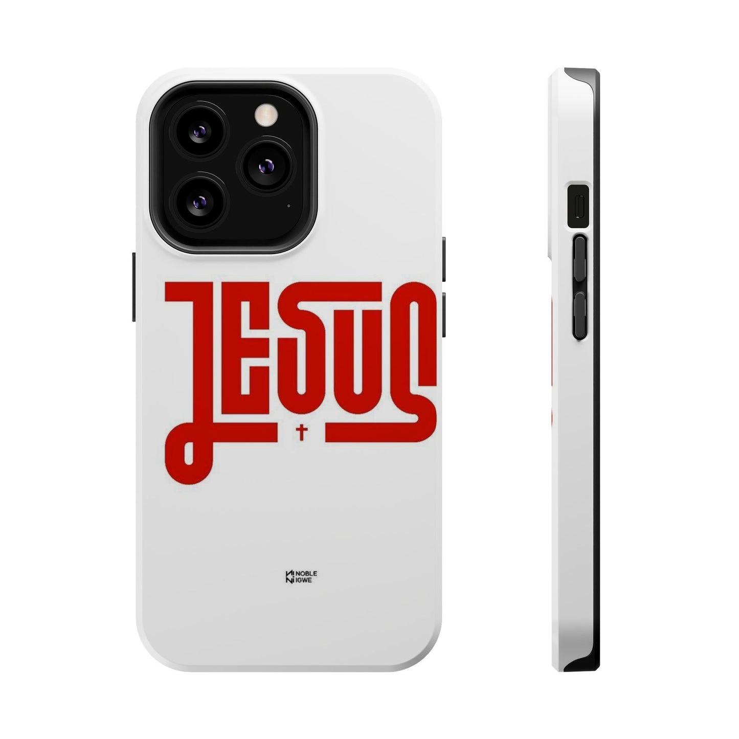 Jesus Magnetic Impact‑Resistant Phone Case — Bold Red Script Christian iPhone Cover