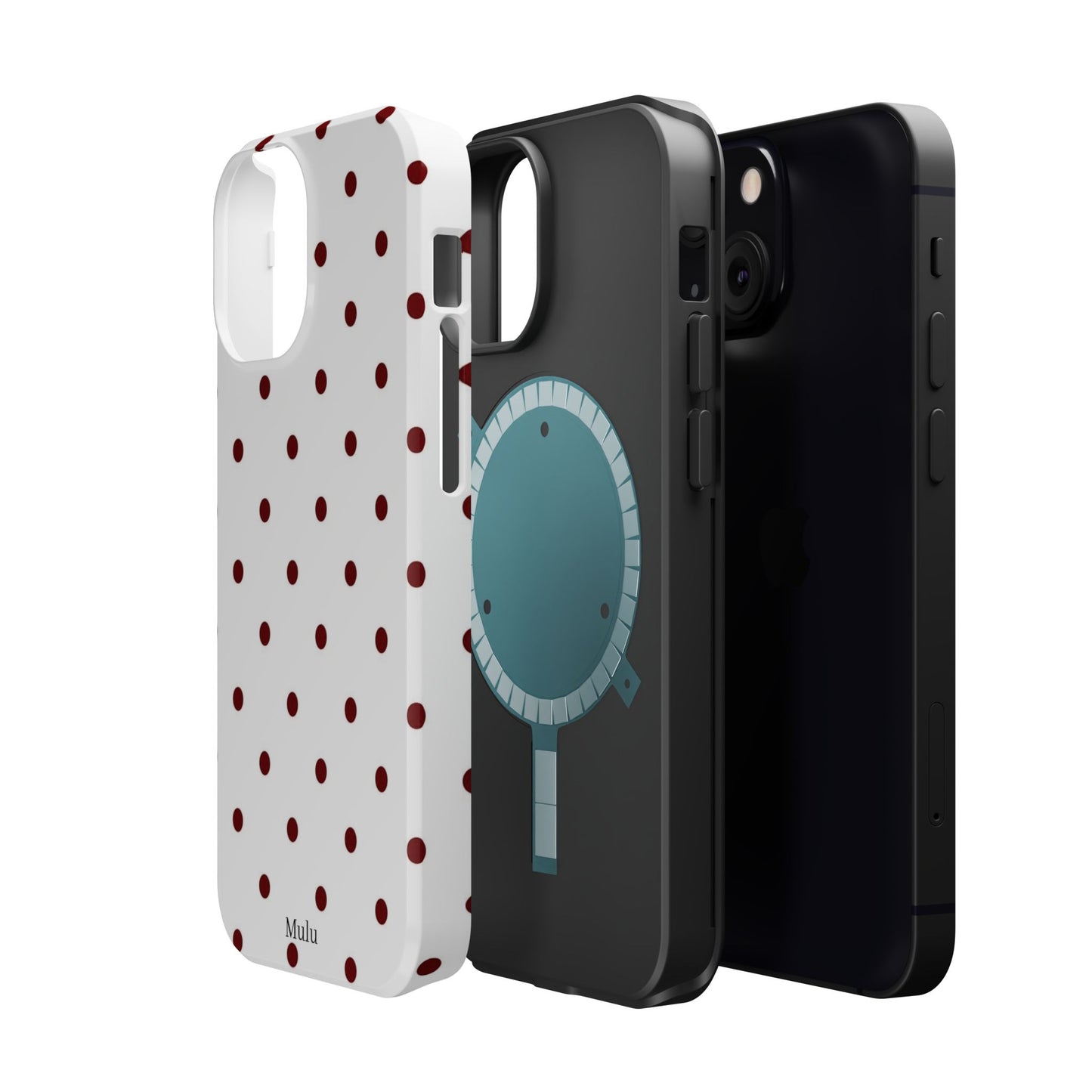 Polka Dot Magnetic Impact-Resistant Phone Case — Red Dots on White