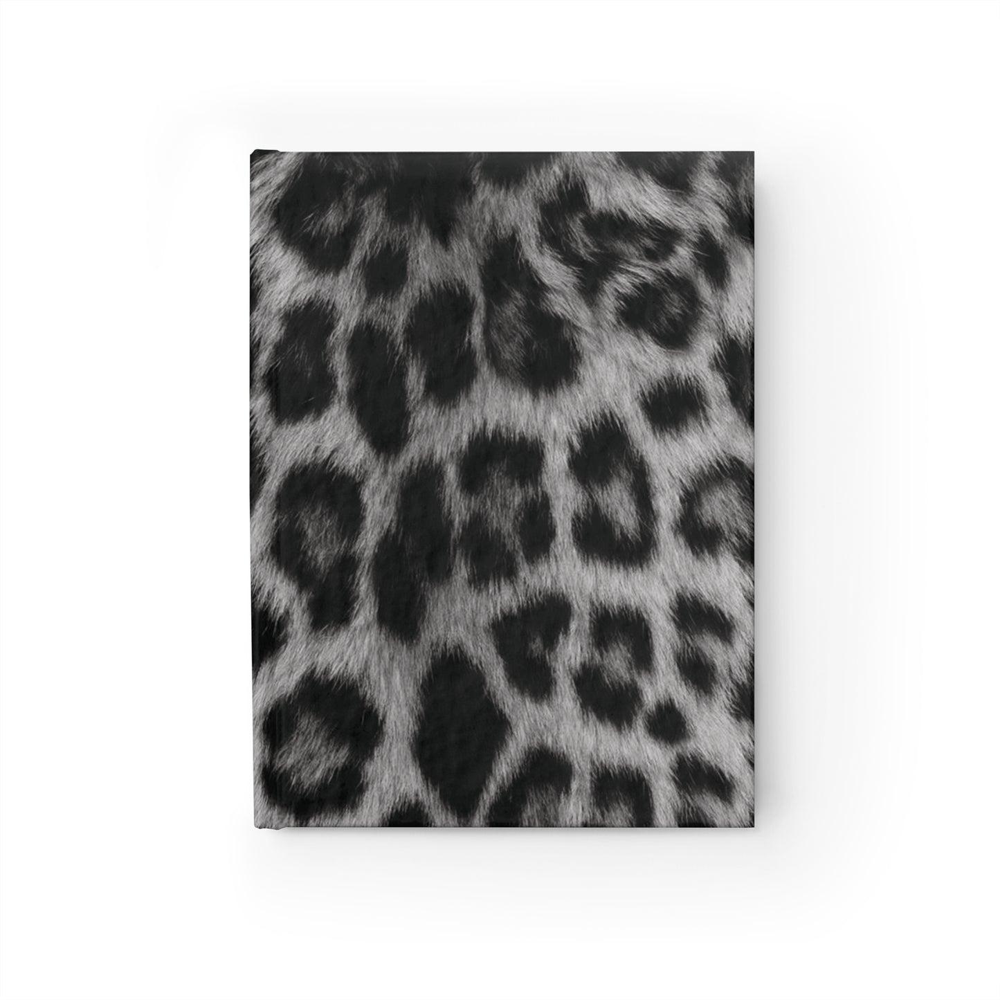 Leopard Print Ruled Journal — Black & Gray Faux Fur Notebook for Notes & Daily Planning