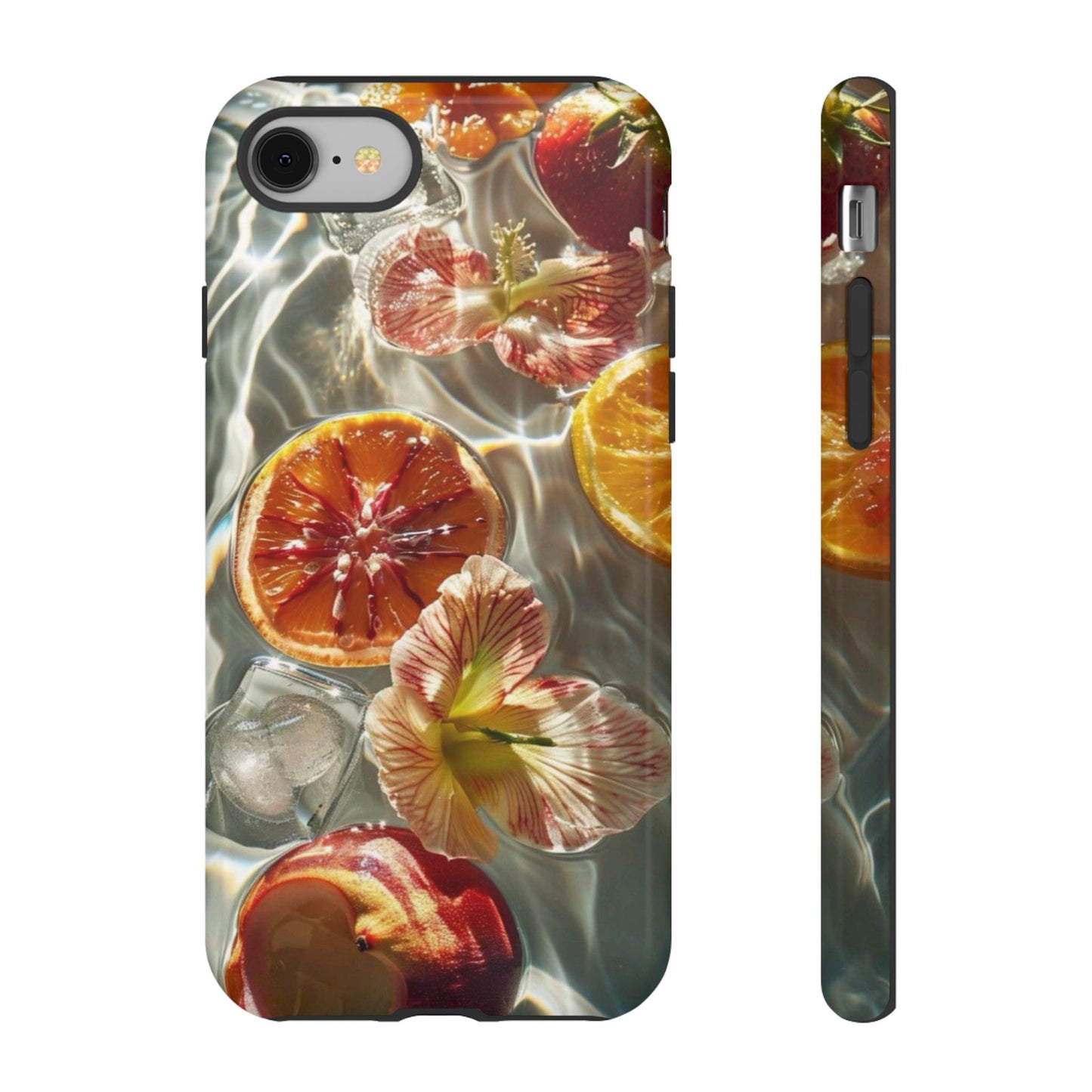 Citrus & Hibiscus Protective Phone Case – Summer Fruit Water Print Tough Case