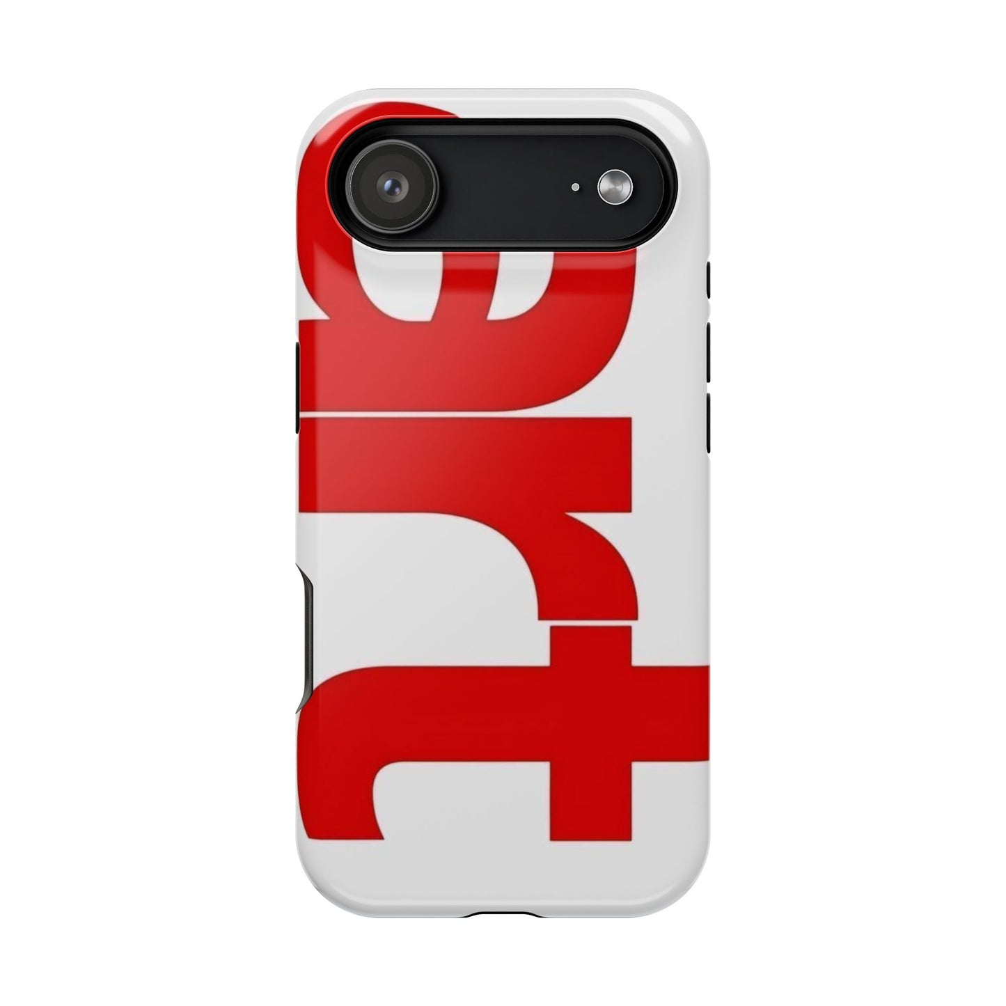 Magnetic Impact-Resistant Phone Case — Bold Red Typographic Design