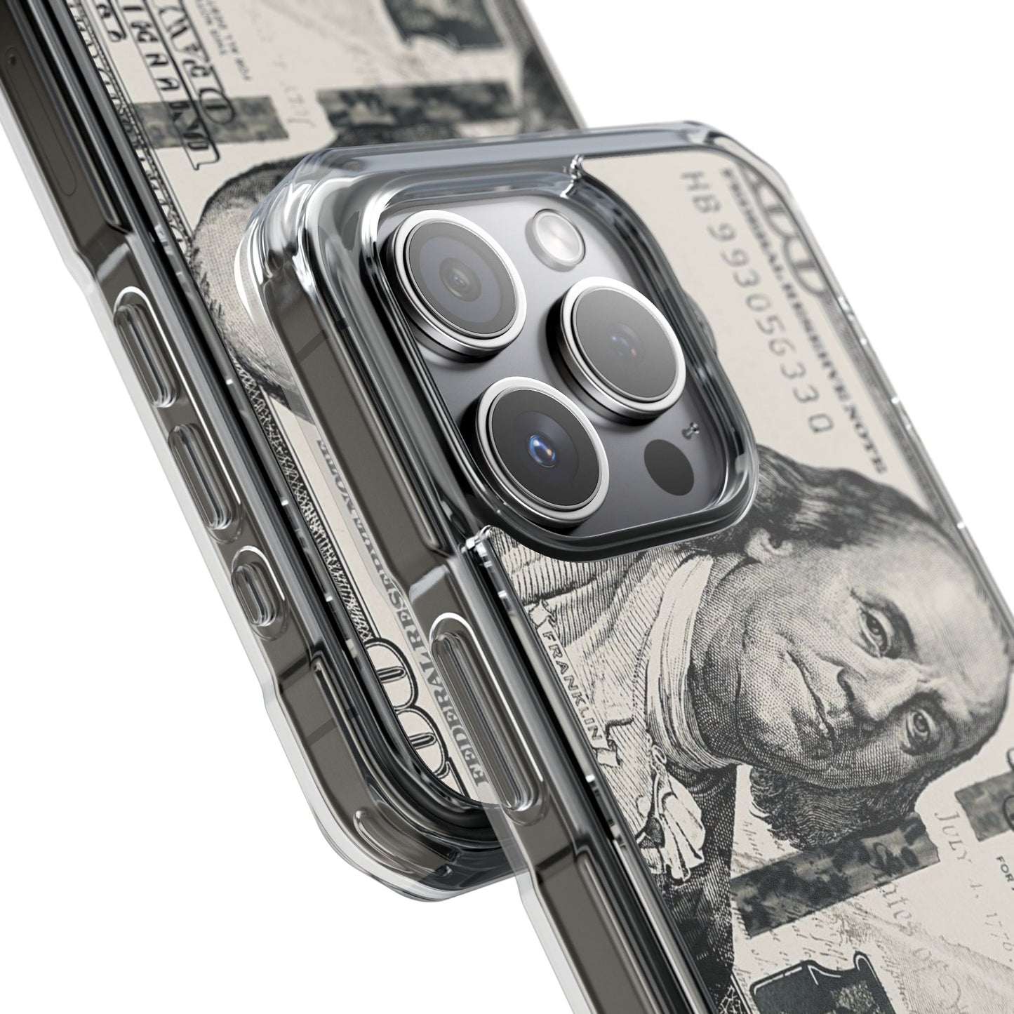 Clear Magnetic Phone Case — Hundred Dollar Bill Design