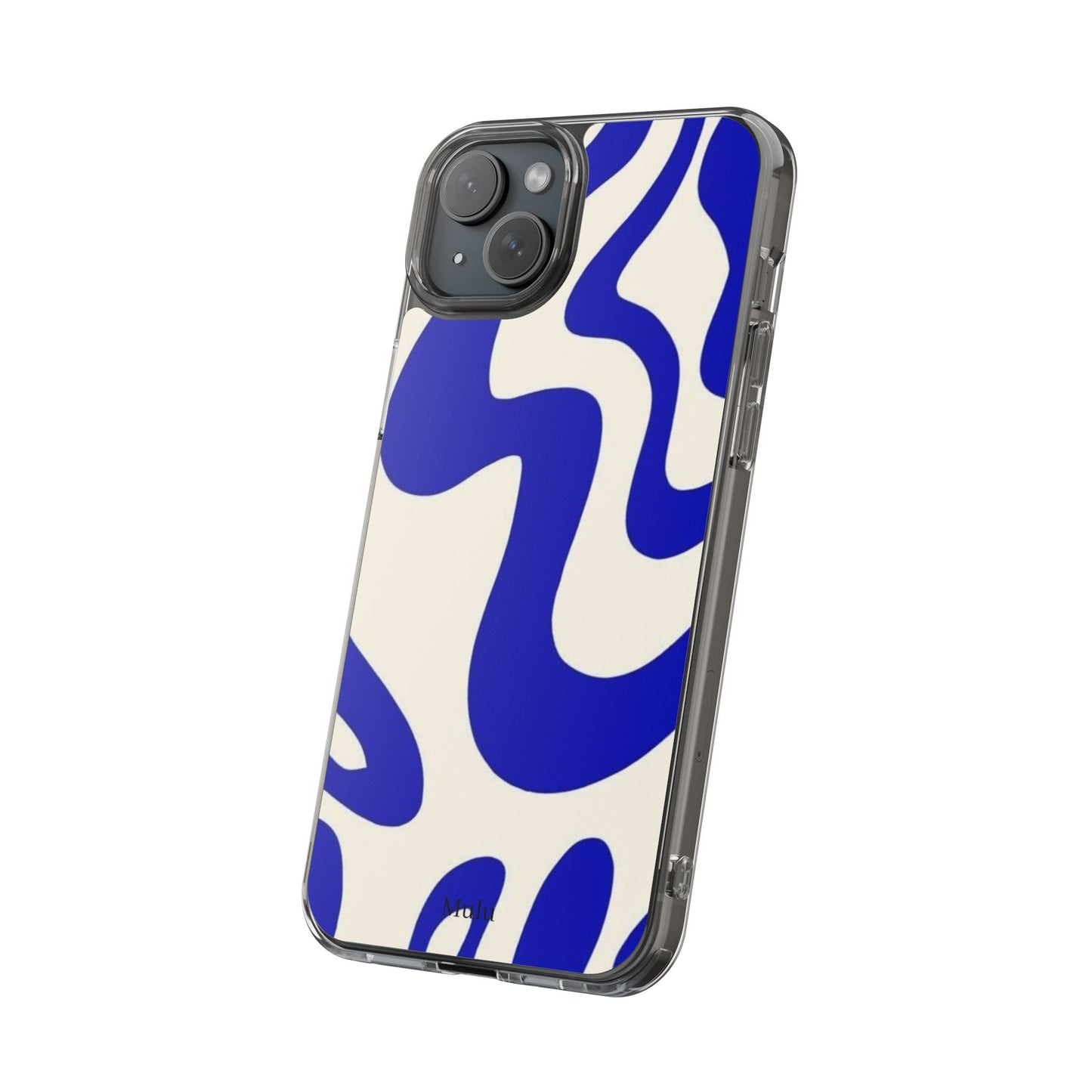 Clear Impact-Resistant Case — Blue Abstract Wavy Pattern