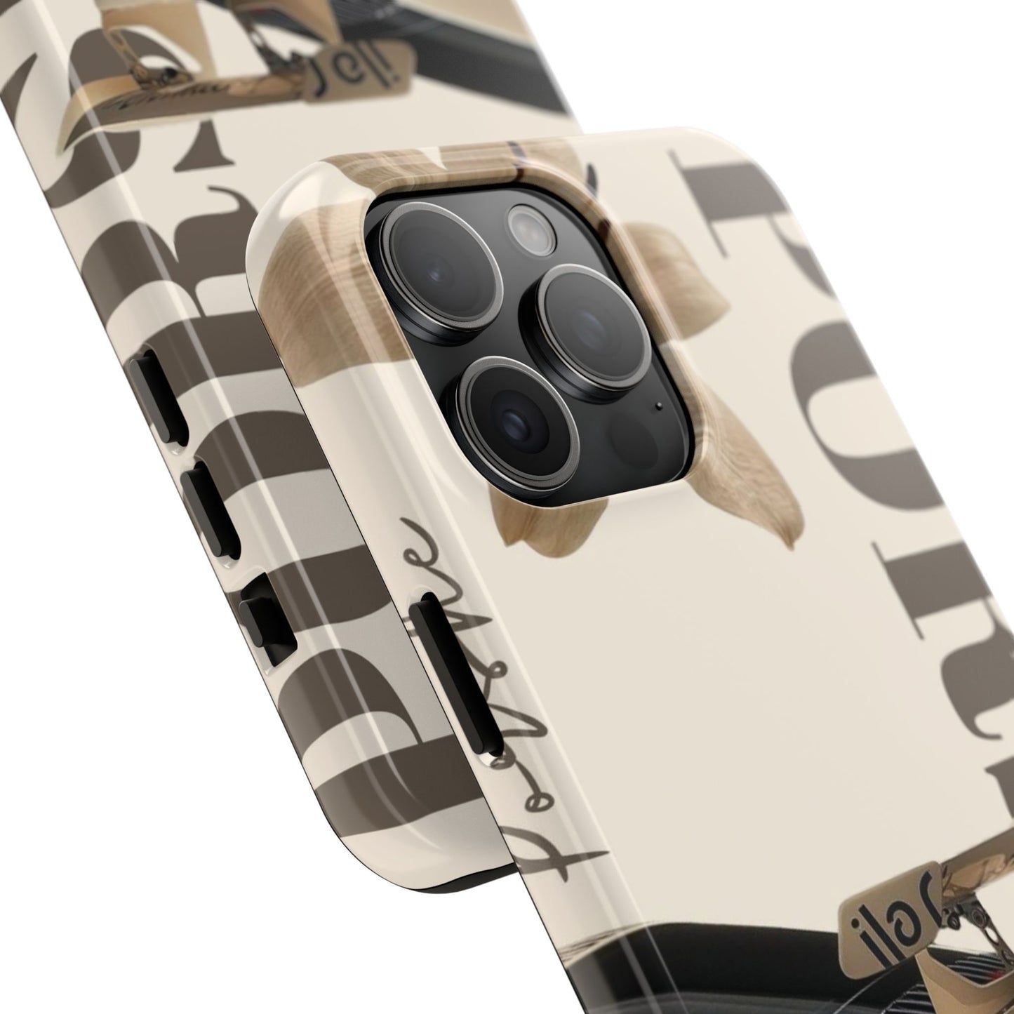 Tough Phone Case — Beige Sports Car Design with 'Tourist' Typography