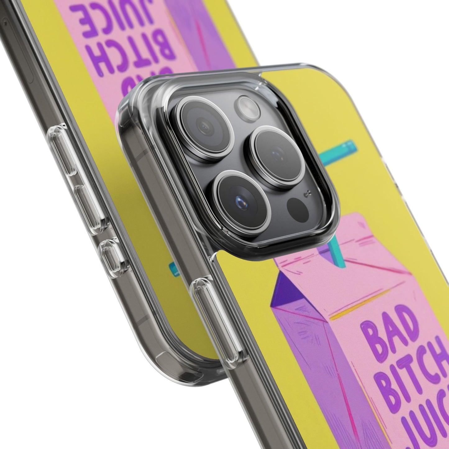 Clear Impact-Resistant Phone Case — "Bad Bitch Juice" Cartoon Juice Box Design