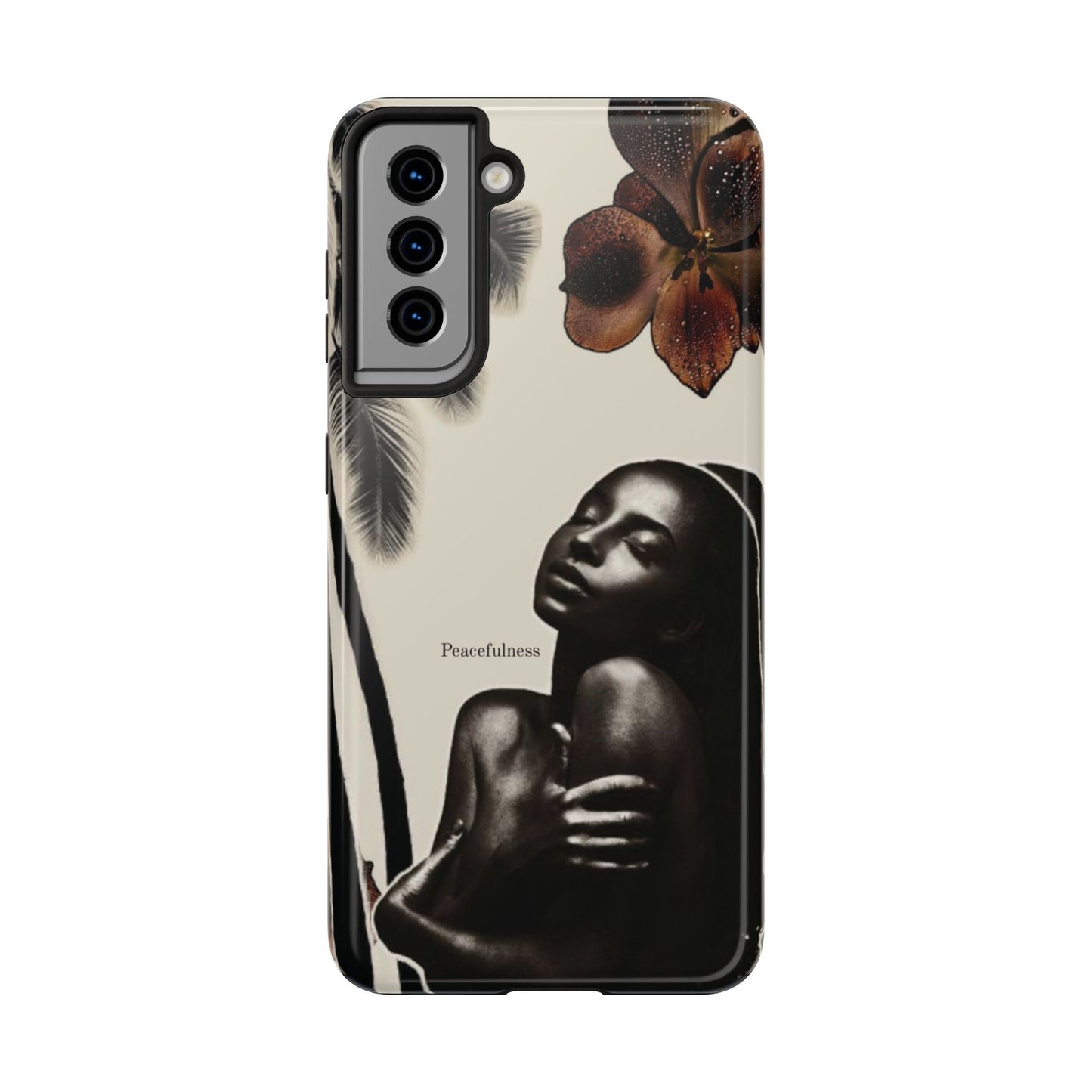 Tough Phone Case — "Peacefulness" Artistic Black Woman Floral Design