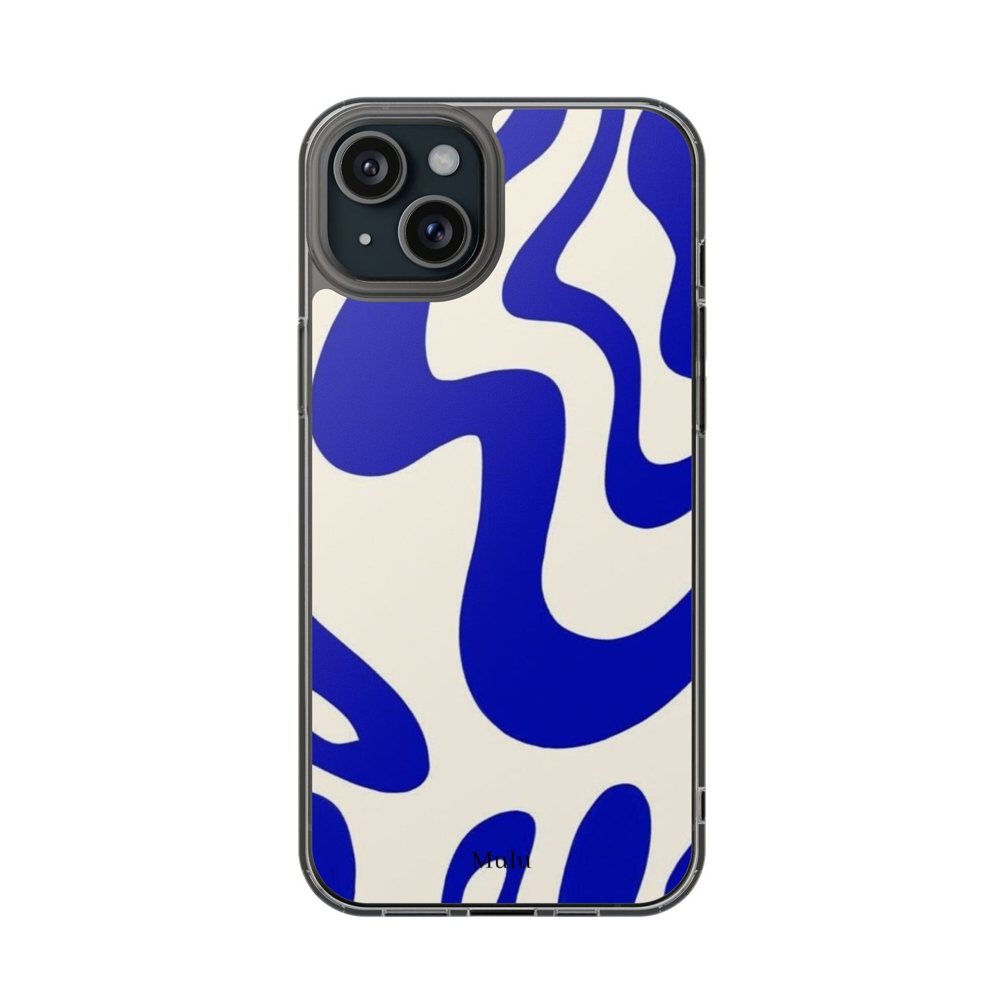 Clear Impact-Resistant Case — Blue Abstract Wavy Pattern