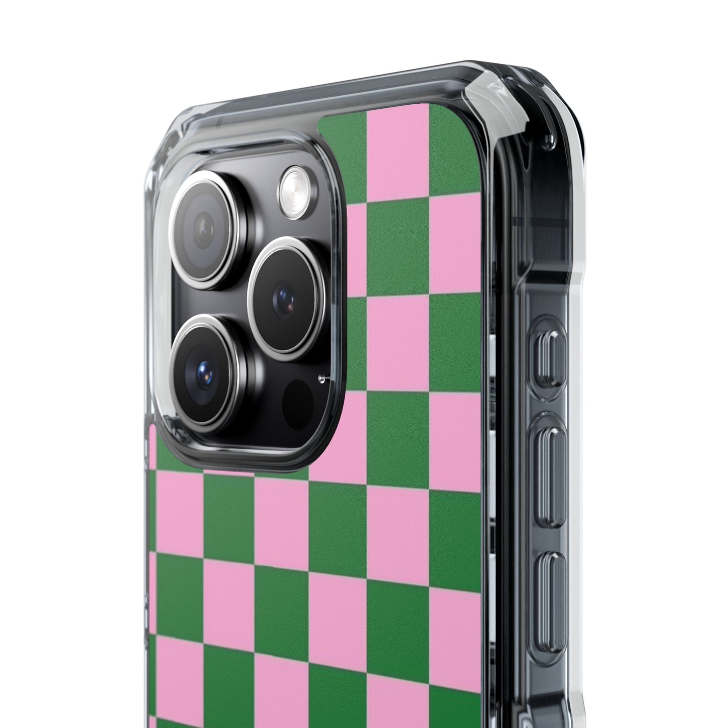 Pink & Green Checkerboard Magnetic Clear Phone Case