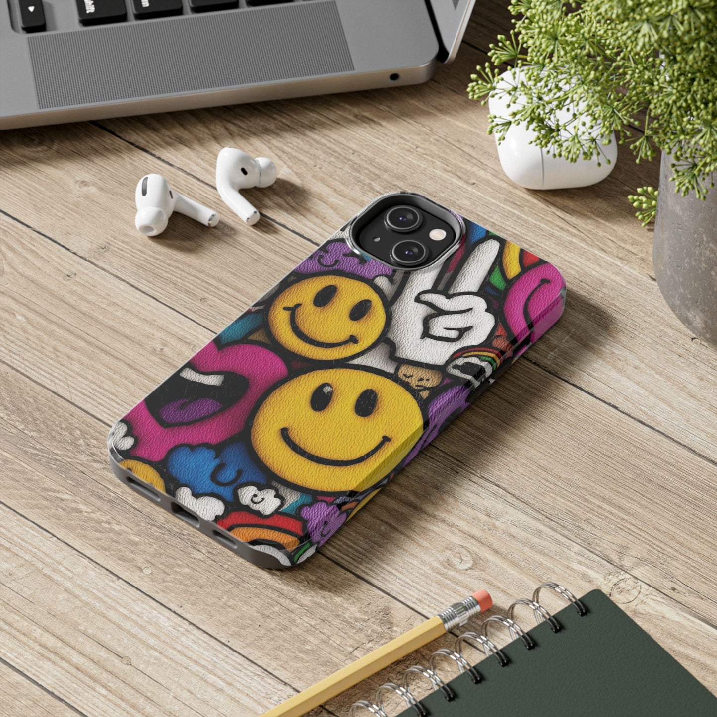Smiley Graffiti Tough Phone Case – Colorful Urban Art Protection