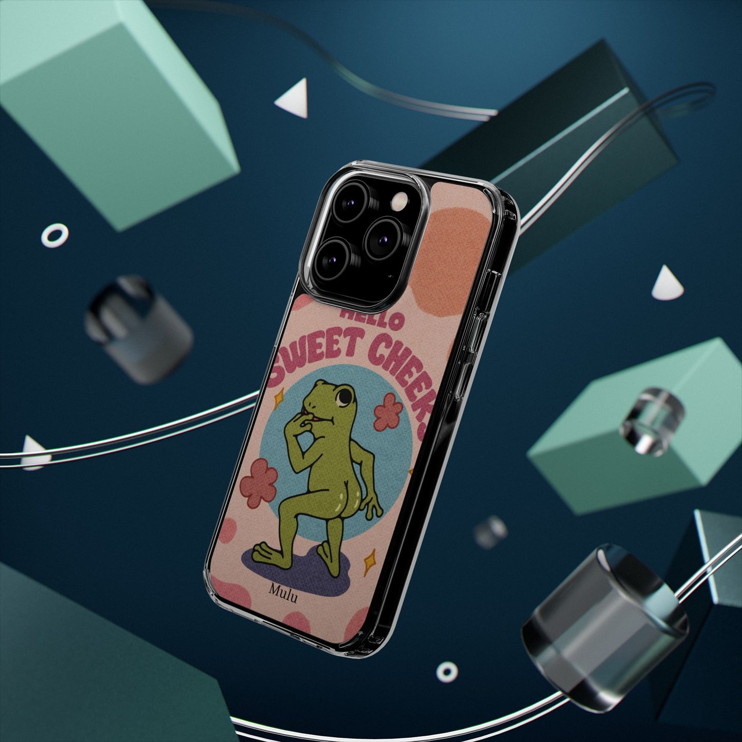 Clear Impact Phone Case — "Hello Sweet Cheeks" Retro Frog Design