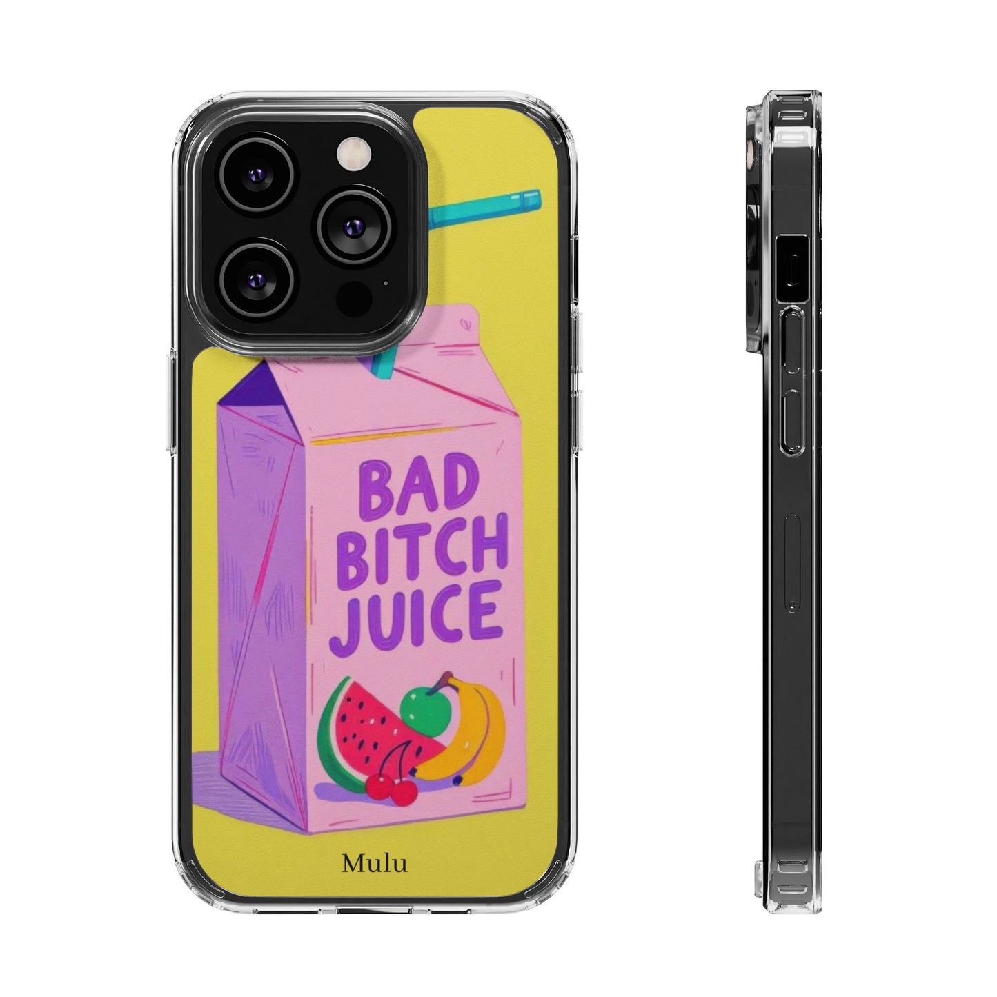 Clear Impact-Resistant Phone Case — "Bad Bitch Juice" Cartoon Juice Box Design