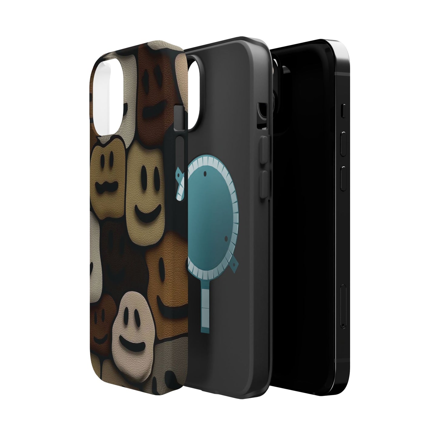 Magnetic Impact-Resistant Case — Brown Smiley Tile Phone Cover
