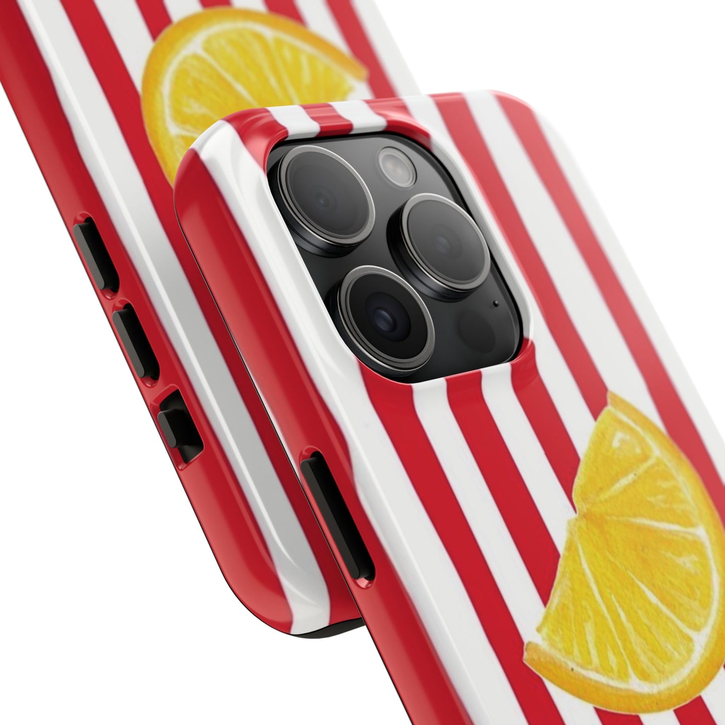 Lemon Slice Red & White Stripe Tough Phone Case