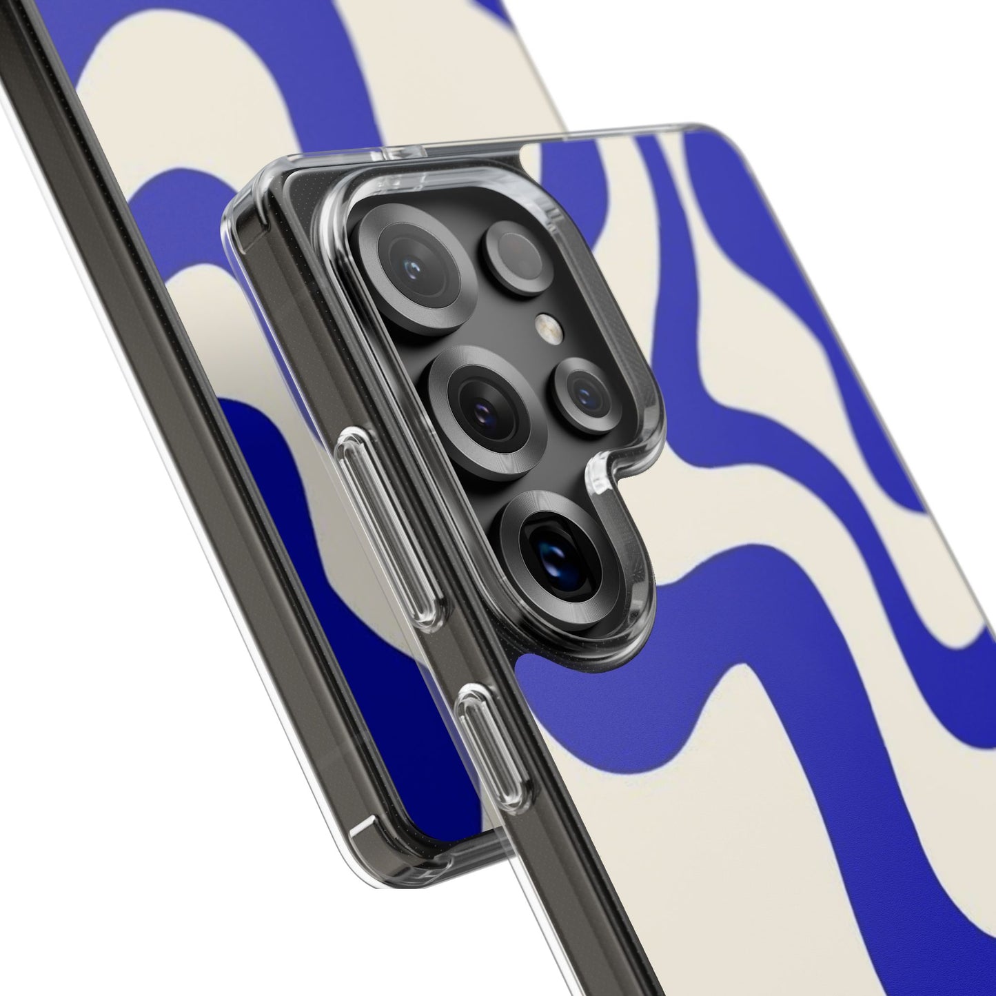 Clear Impact-Resistant Case — Blue Abstract Wavy Pattern