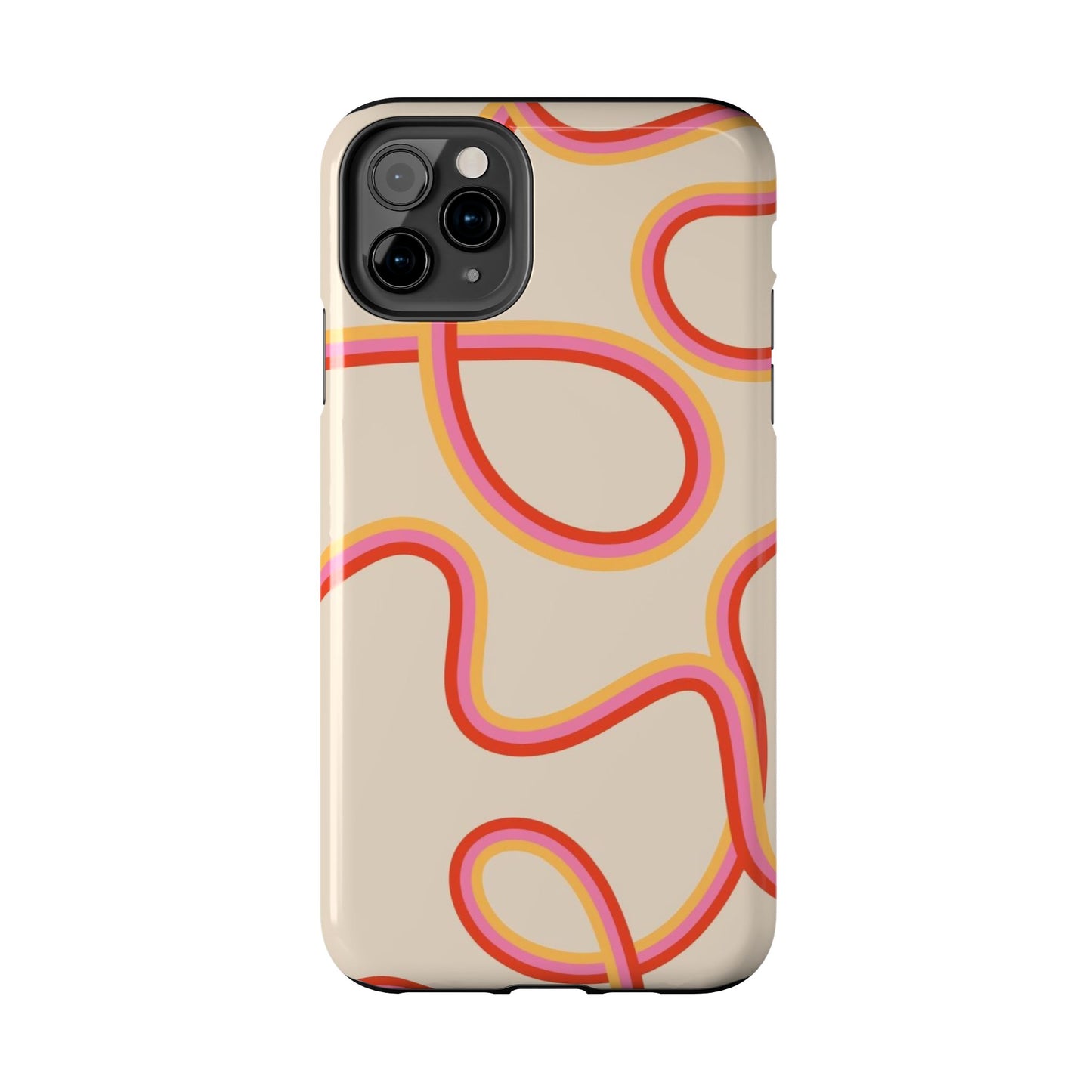 Retro Swirl Tough Phone Case — Beige Pink Orange Abstract Protection