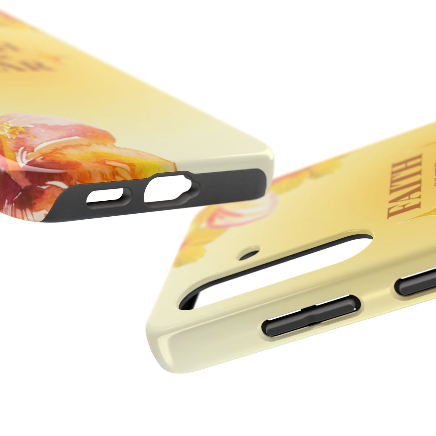 Faith Over Fear Tough Phone Case — Floral Yellow Protective Cover
