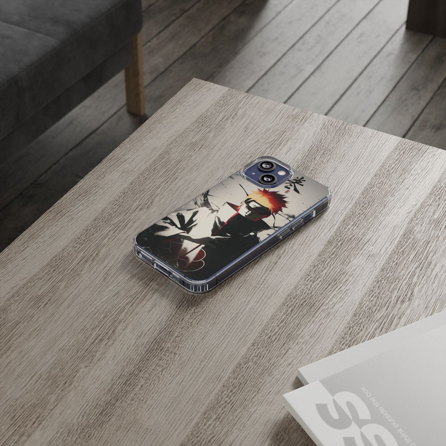 Clear Impact-Resistant Phone Case — Anime Akatsuki Shadow Design
