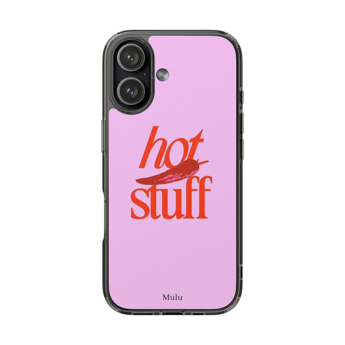 Hot Stuff Clear Impact Phone Case — Pink Retro Typography iPhone Cover