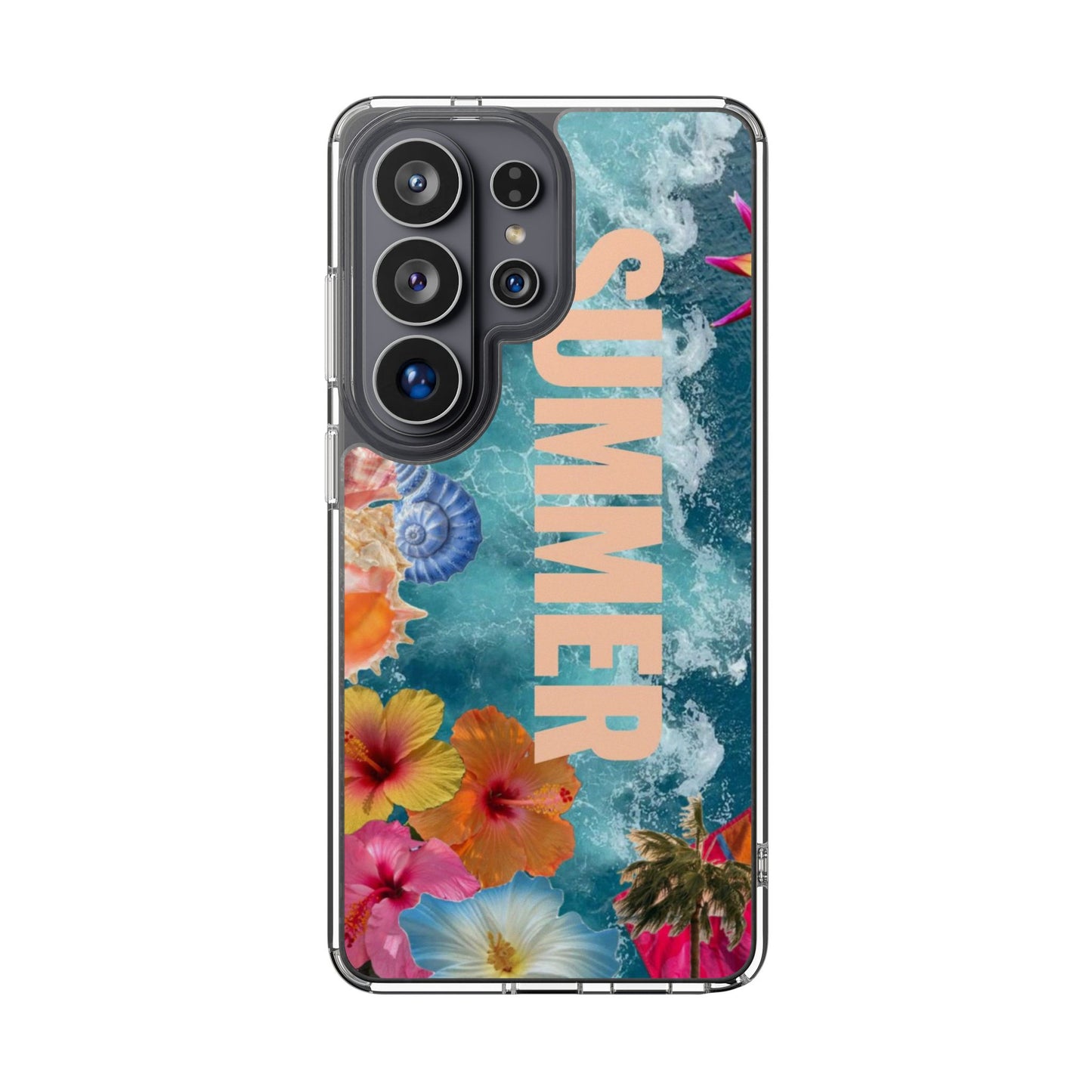 Summer Floral Clear Impact Phone Case — "SUMMER" Tropical Hibiscus Design