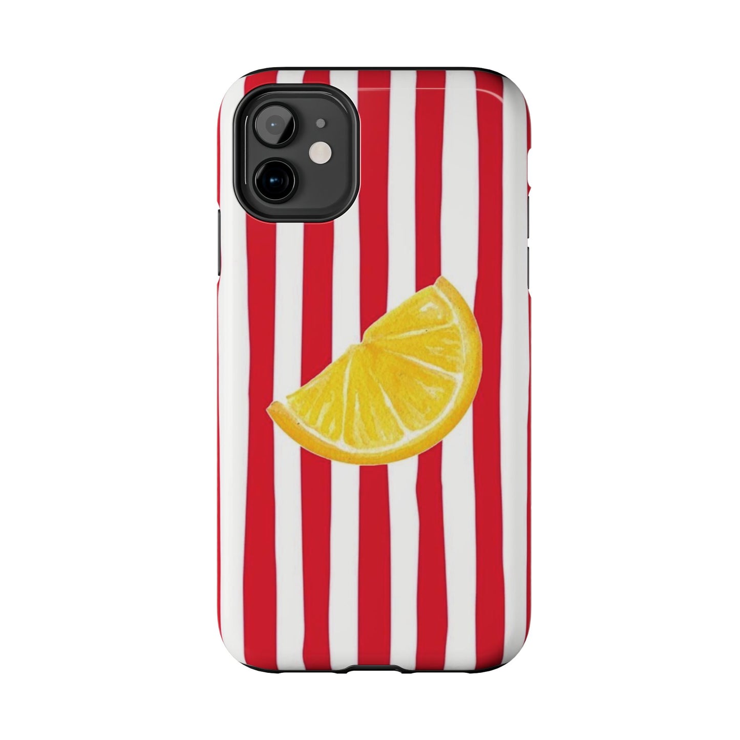 Lemon Slice Red & White Stripe Tough Phone Case