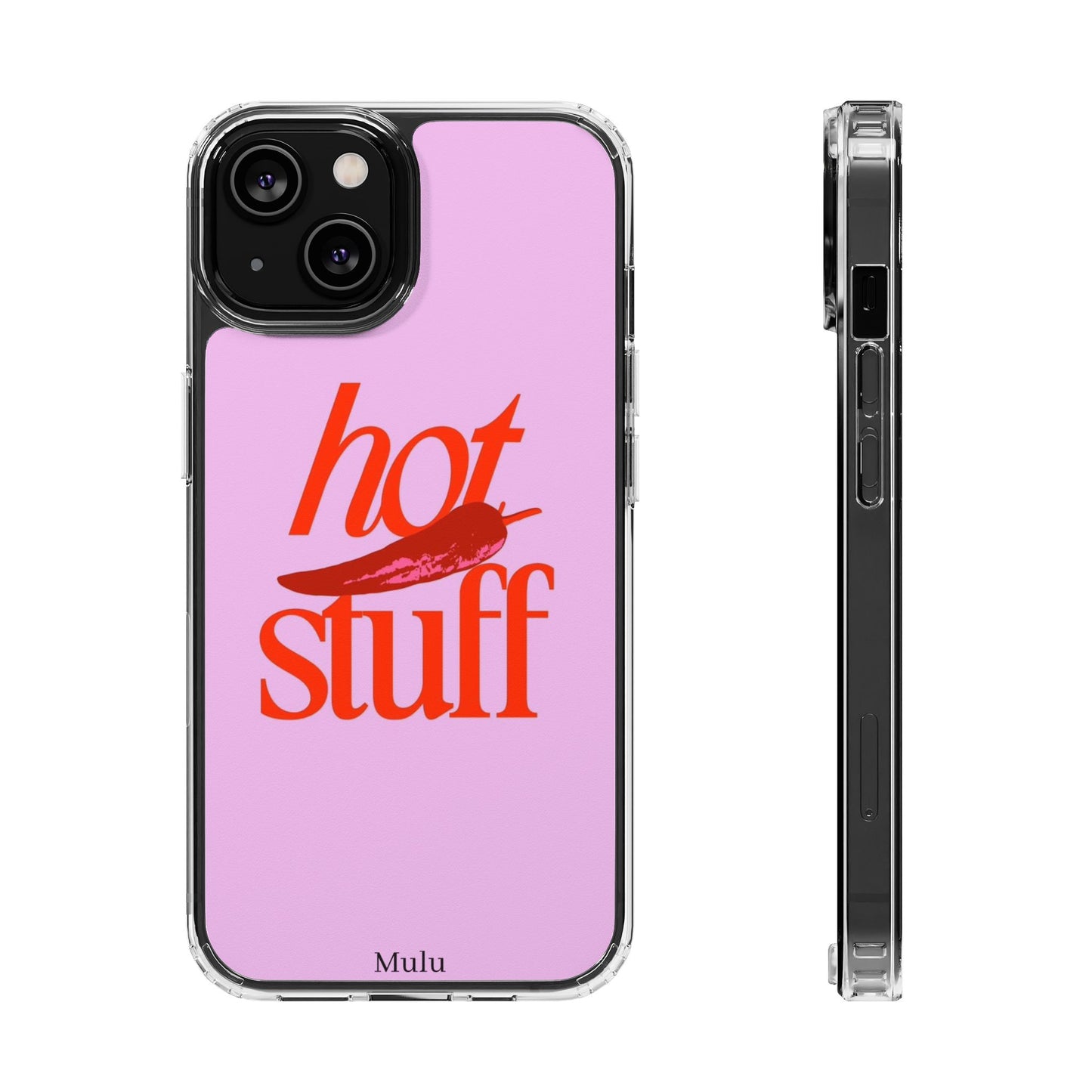 Hot Stuff Clear Impact Phone Case — Pink Retro Typography iPhone Cover