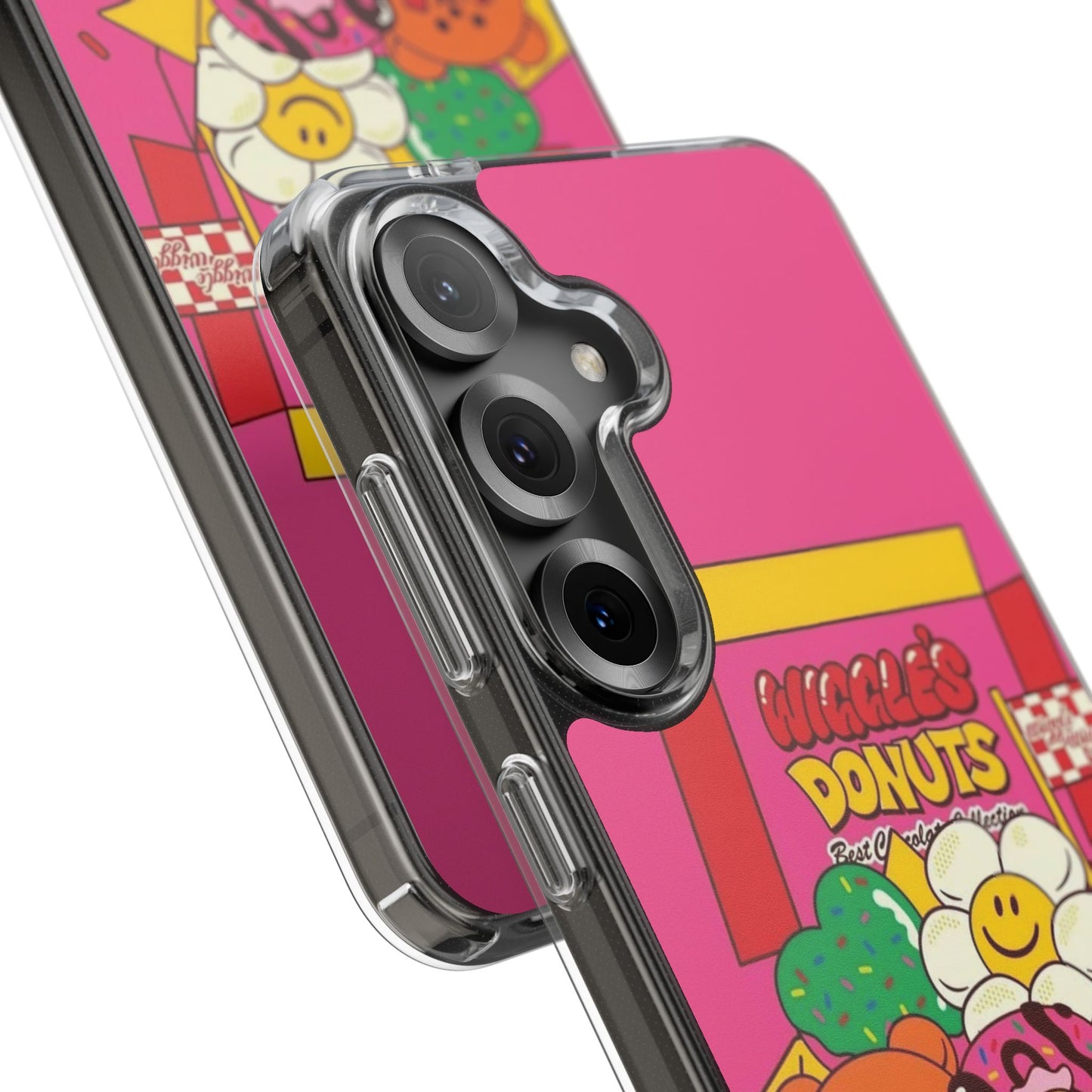 Donut Box Cute Phone Case — Clear Impact‑Resistant iPhone Cover with Smiling Donuts