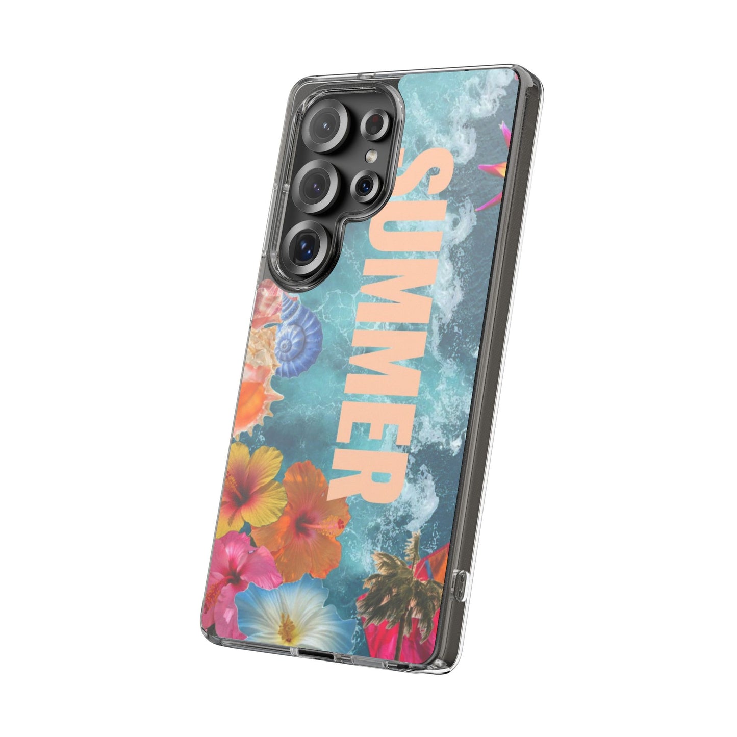 Summer Floral Clear Impact Phone Case — "SUMMER" Tropical Hibiscus Design