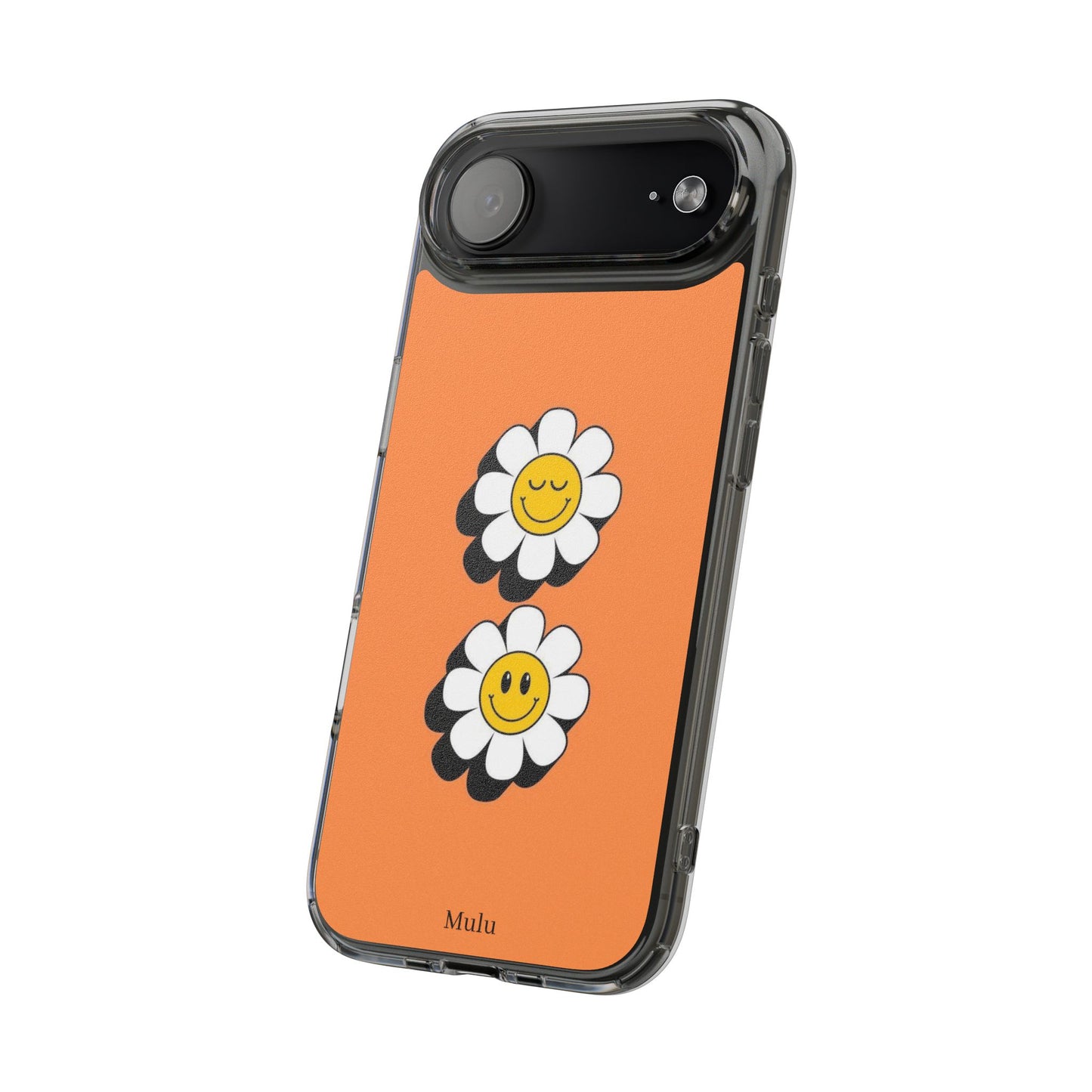 Phone Case — Orange Smiley Daisy Clear Impact‑Resistant Case