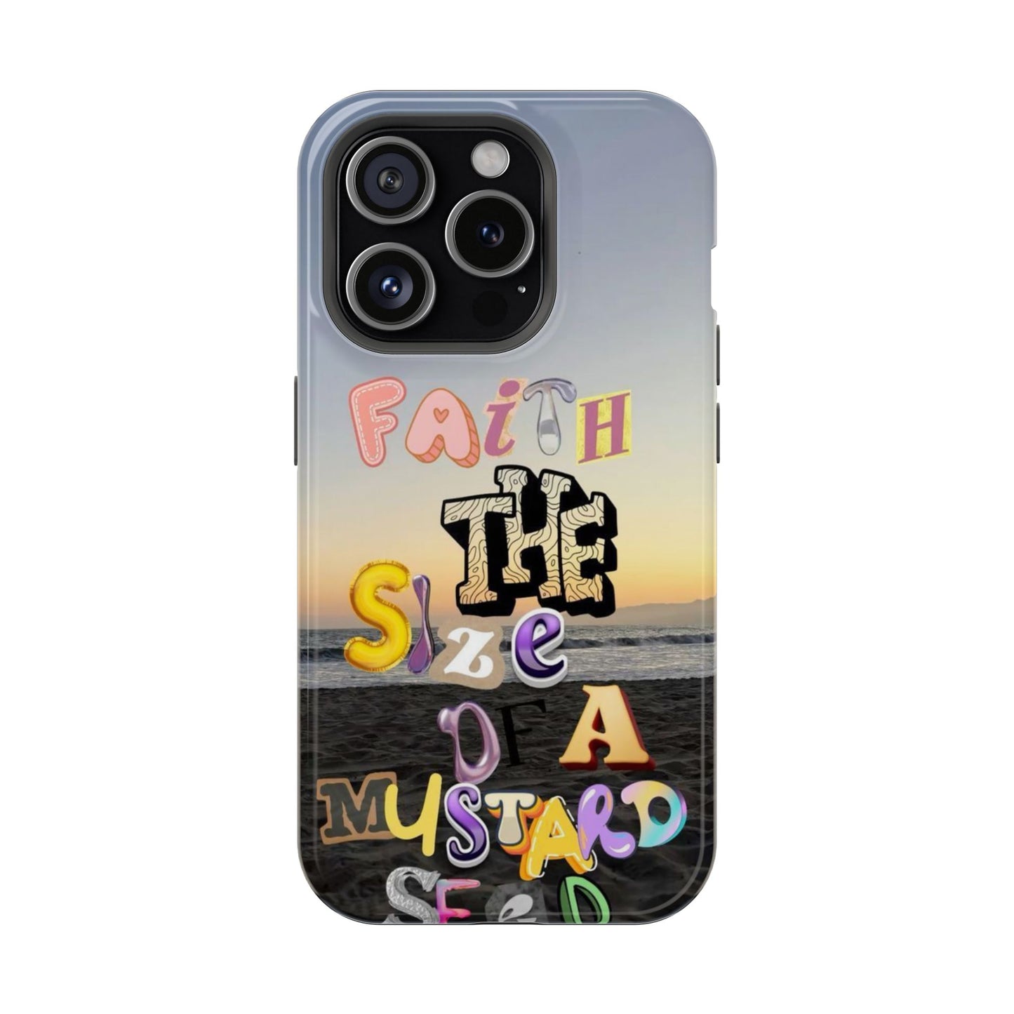 Magnetic Impact-Resistant Phone Case — "Faith the Size of a Mustard Seed" Sunset Design