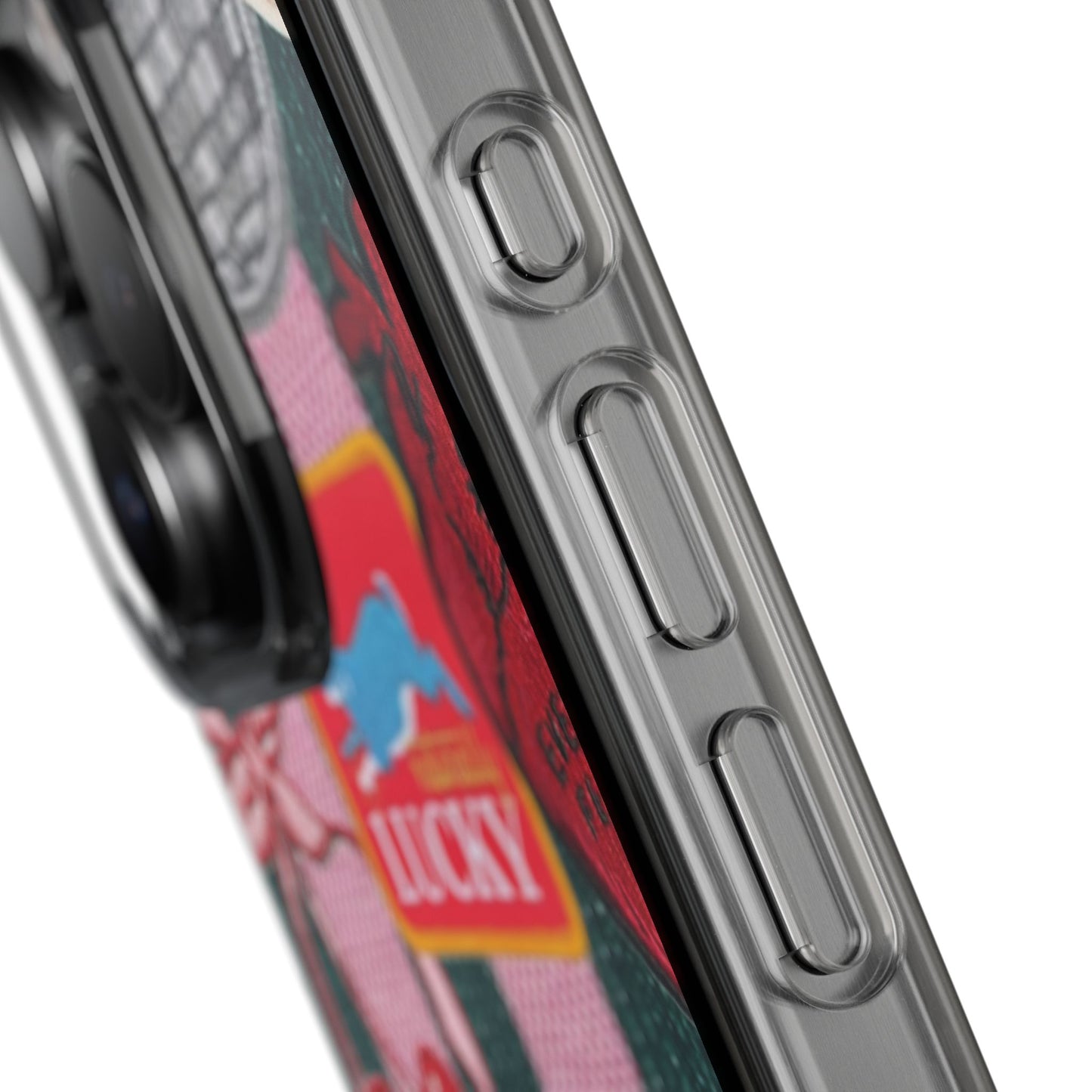 Clear Impact-Resistant Phone Case — Retro Patchwork Stickers (Lucky, Cherries, Silly Goose)