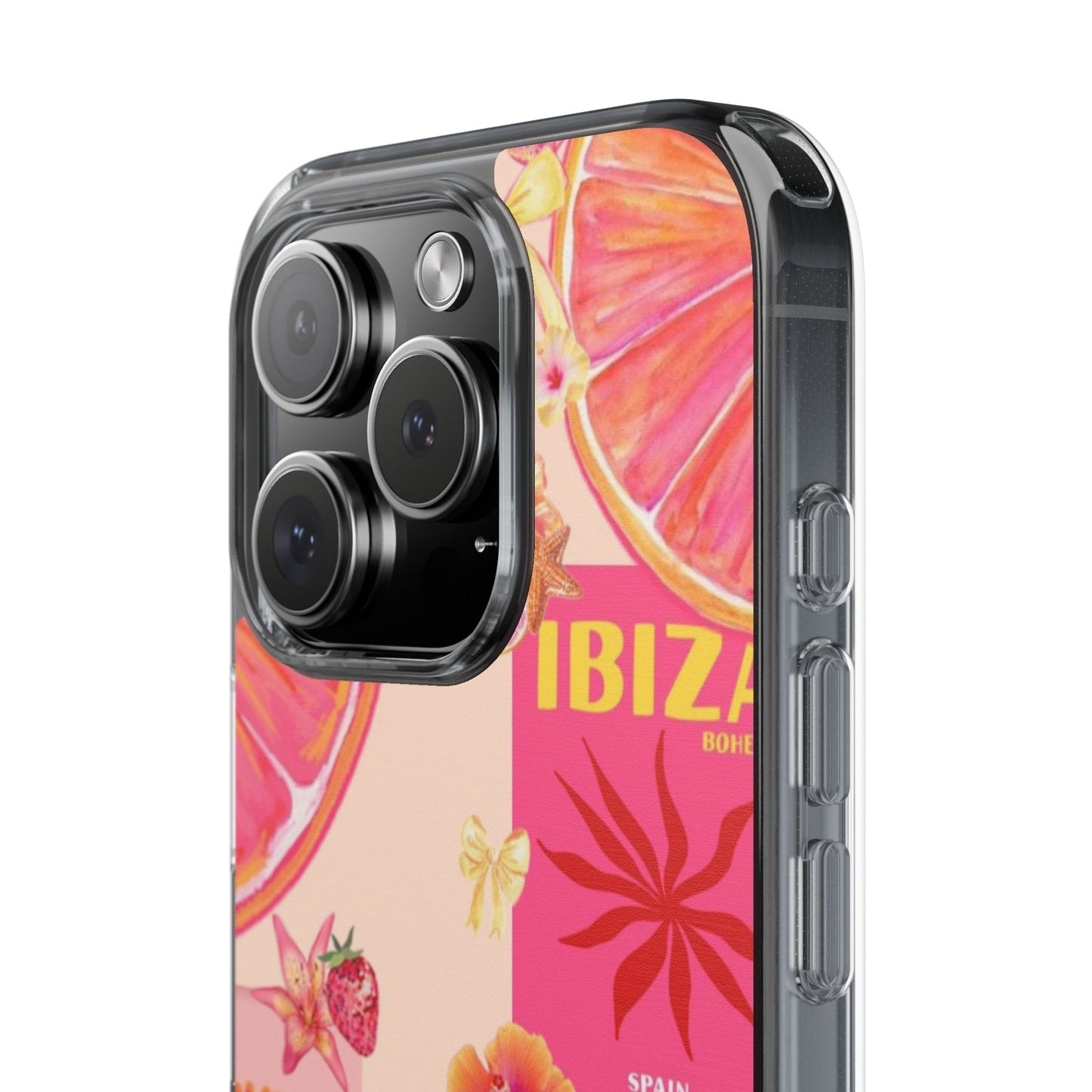 Clear Impact Phone Case — Pink Ibiza Citrus Floral Design