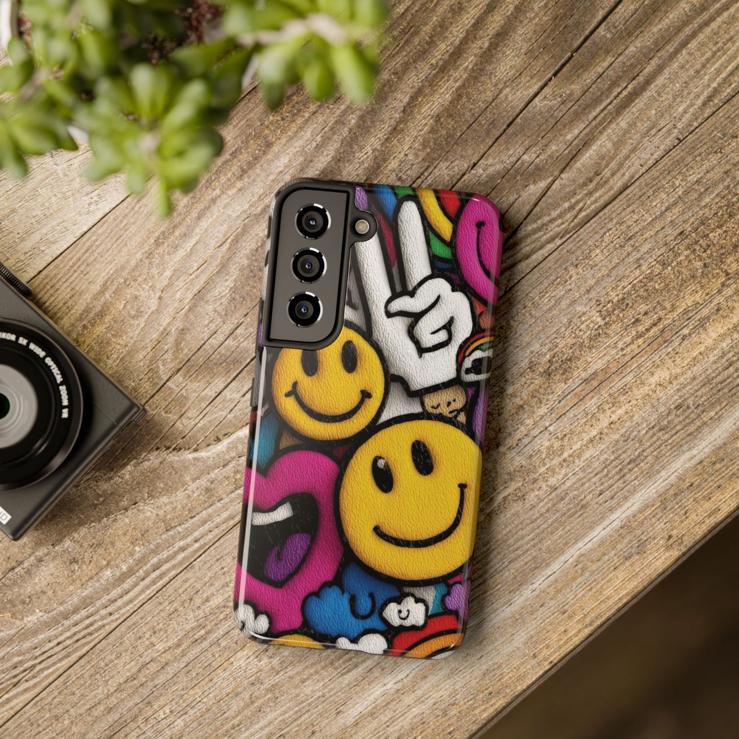 Smiley Graffiti Tough Phone Case – Colorful Urban Art Protection