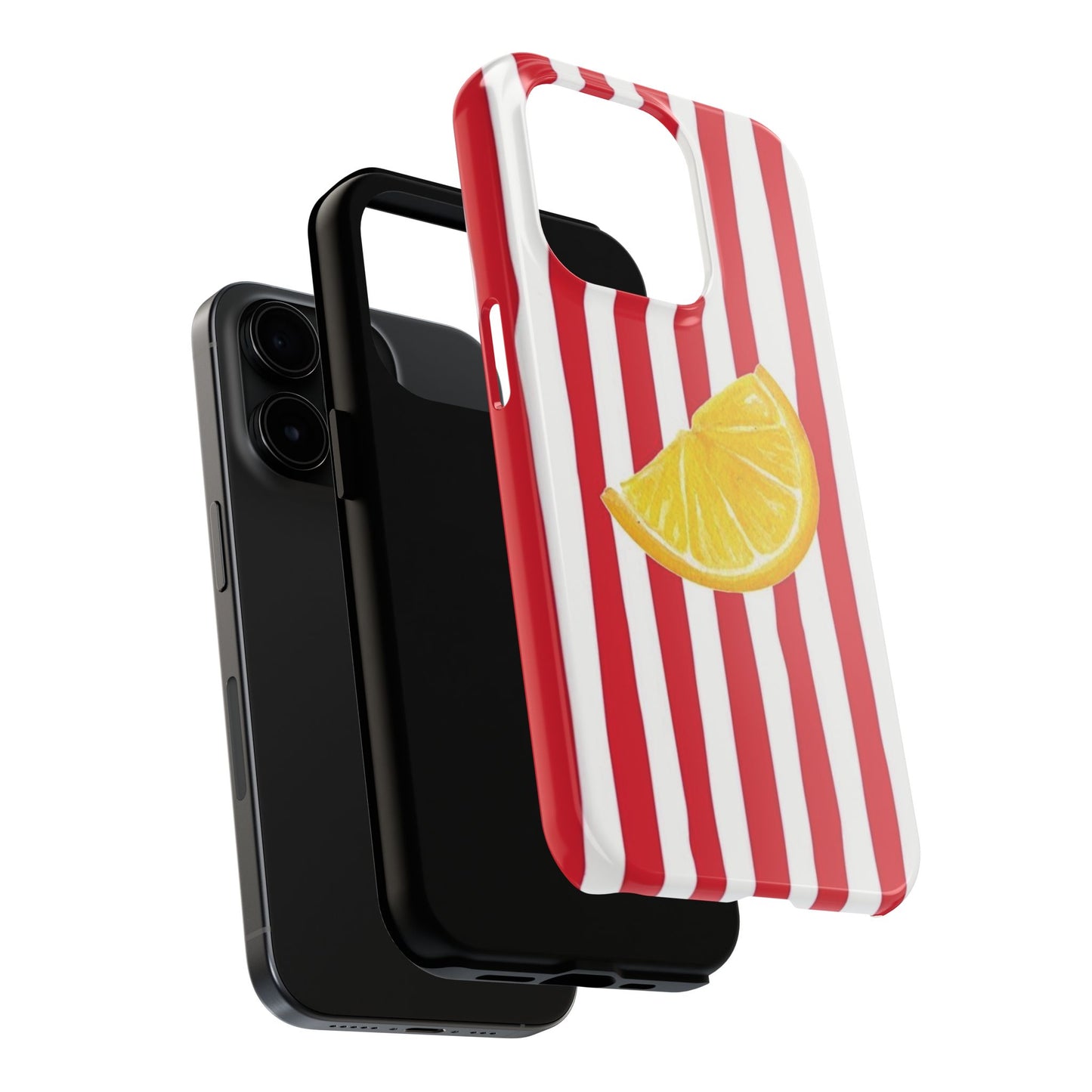 Lemon Slice Red & White Stripe Tough Phone Case